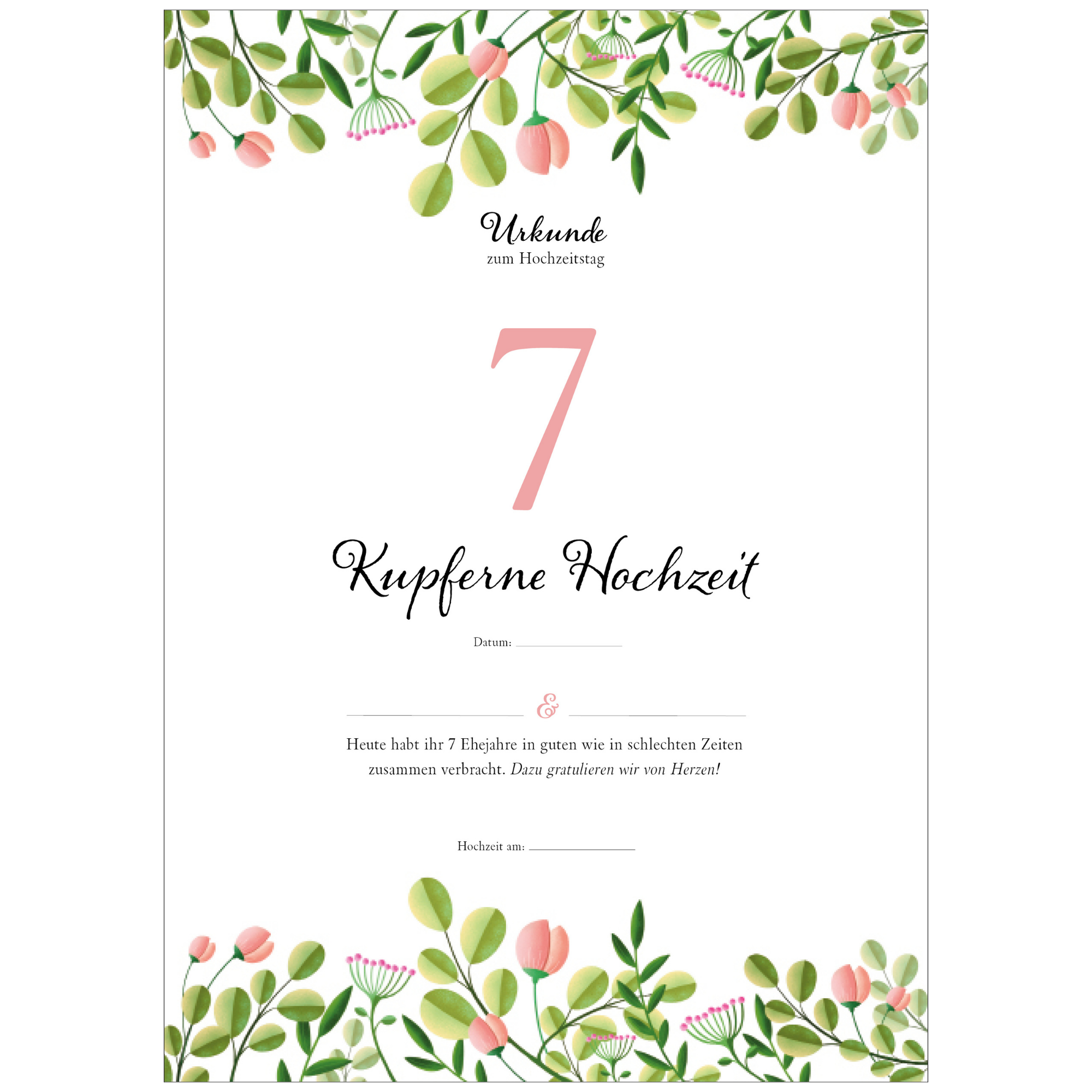 Hochzeitstagsurkunde – Floral