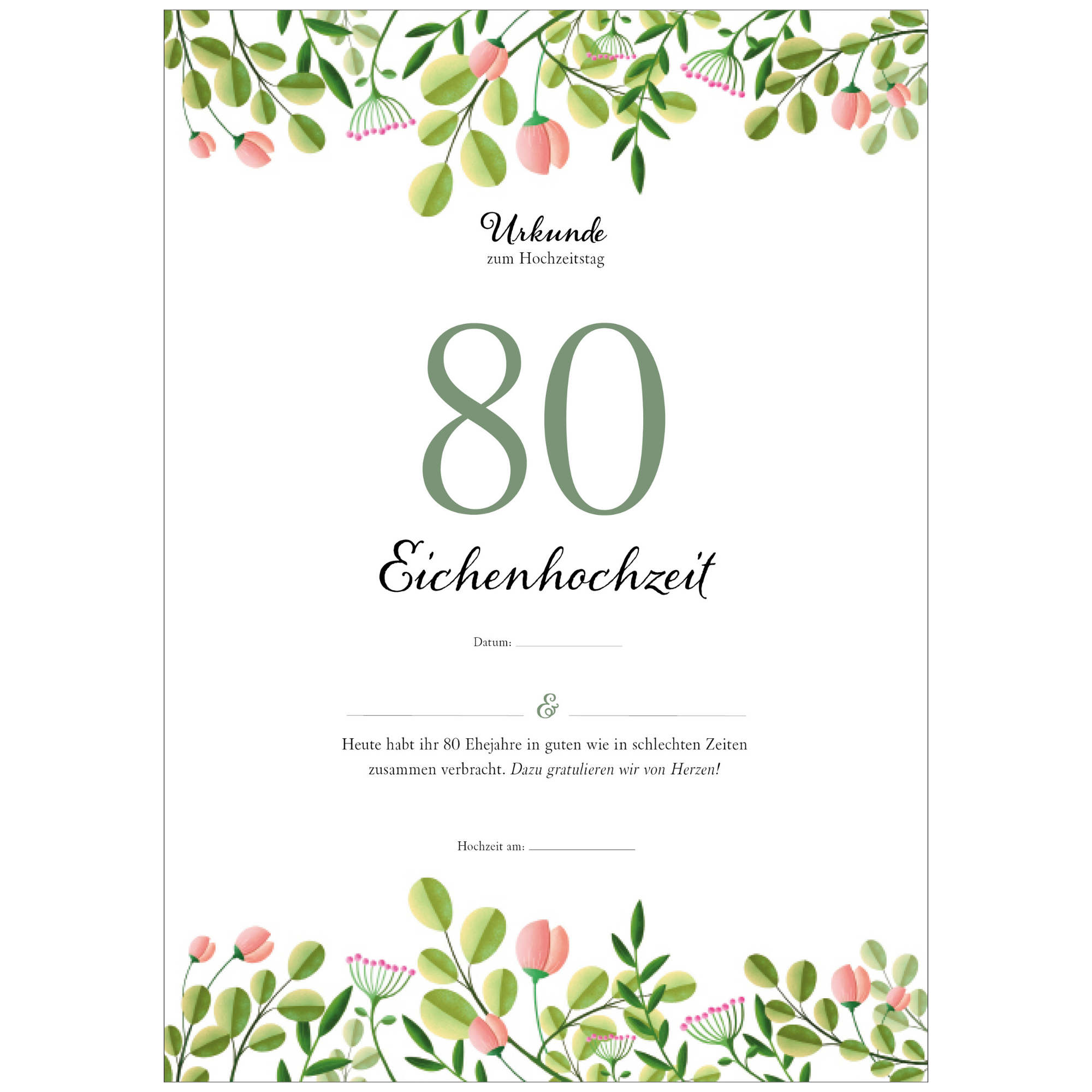 Hochzeitstagsurkunde – Floral