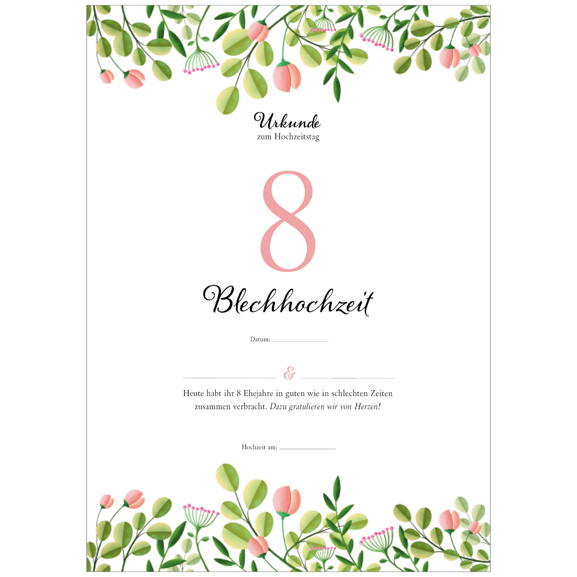 Hochzeitstagsurkunde – Floral
