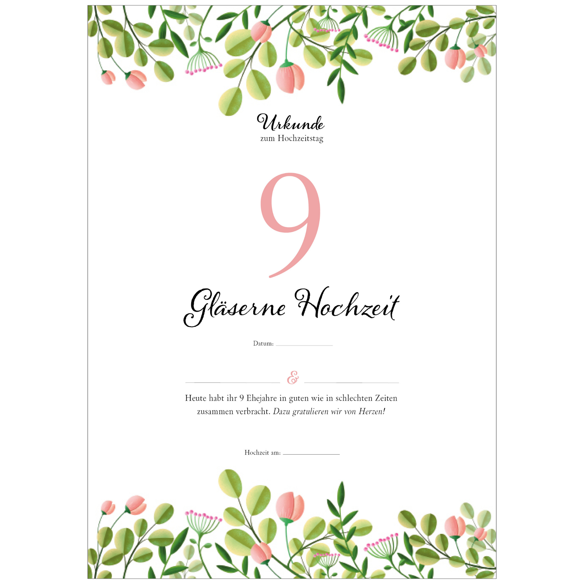 Hochzeitstagsurkunde – Floral