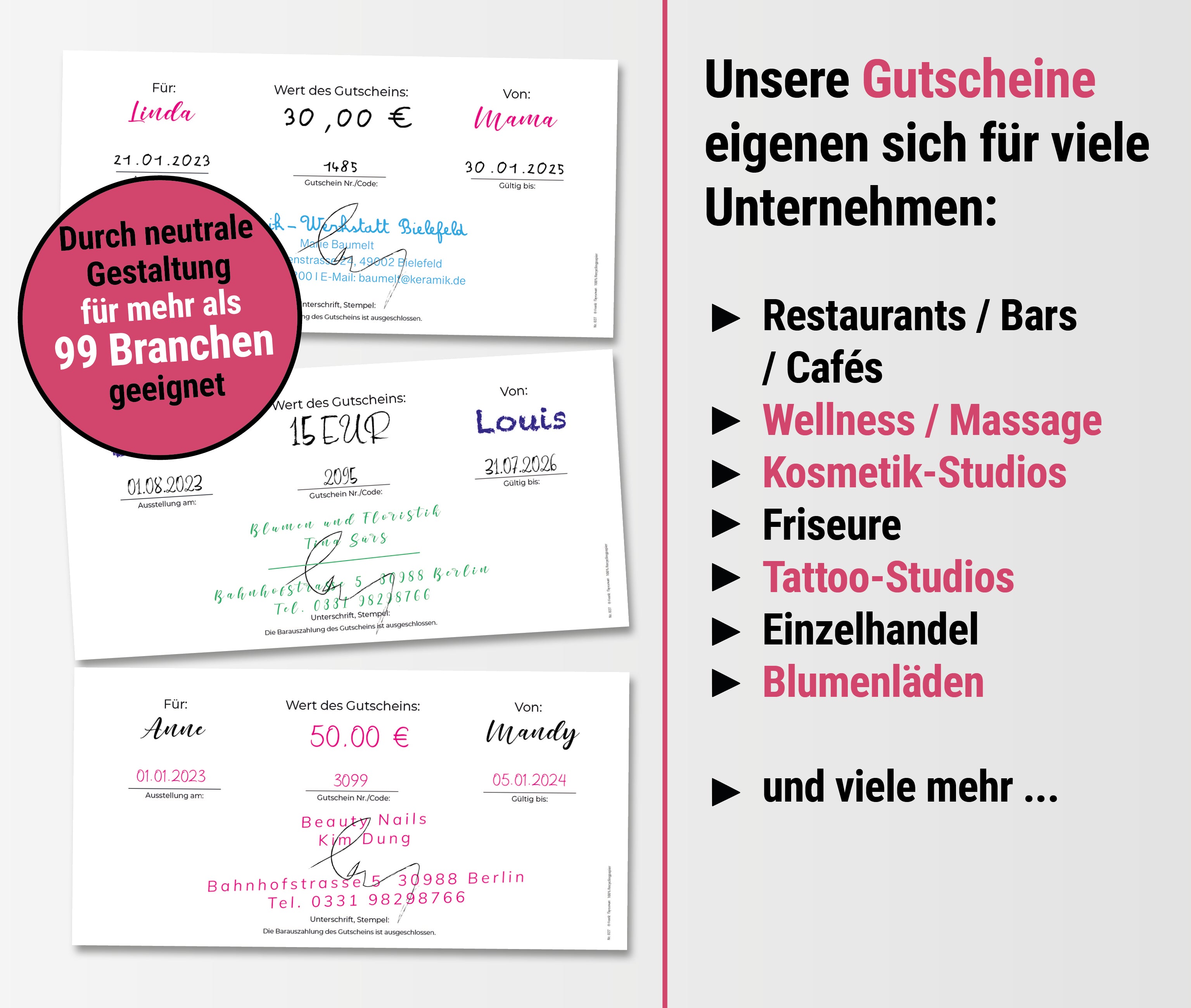 Geschenkgutscheine – Magenta