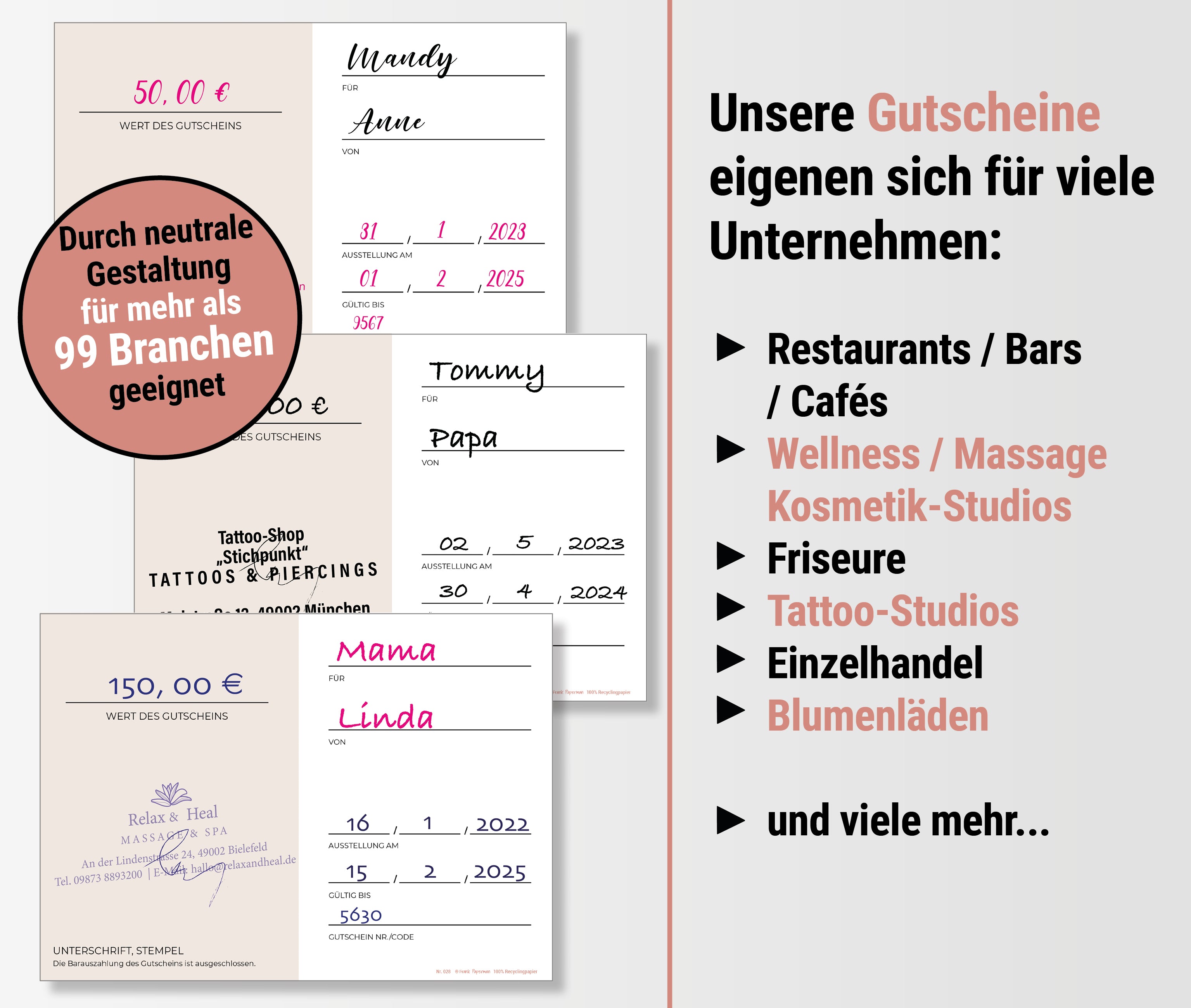 Gutscheine für Kunden – Salon