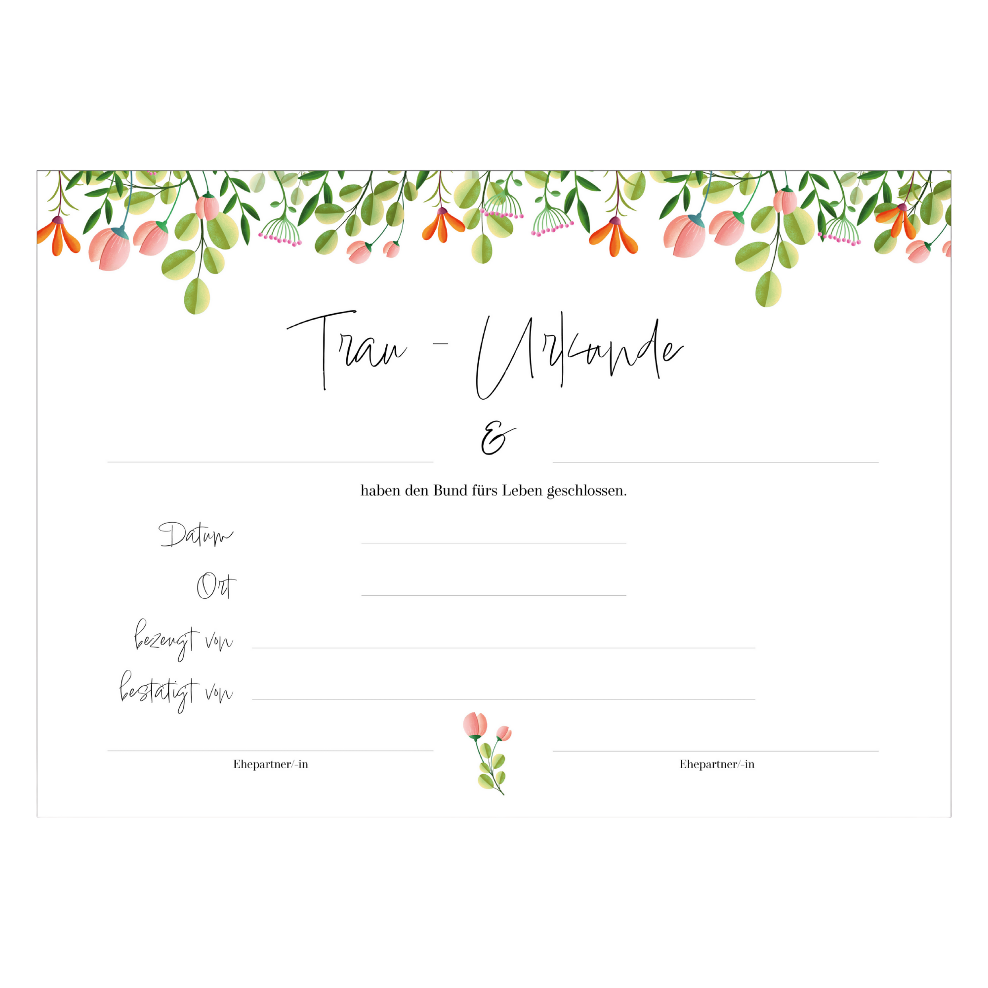 Urkunde Eheschließung – Floral