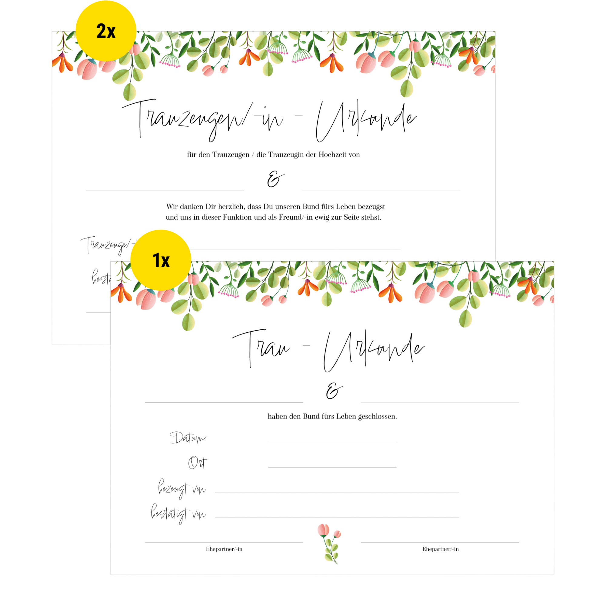 Urkunde Eheschließung – Floral