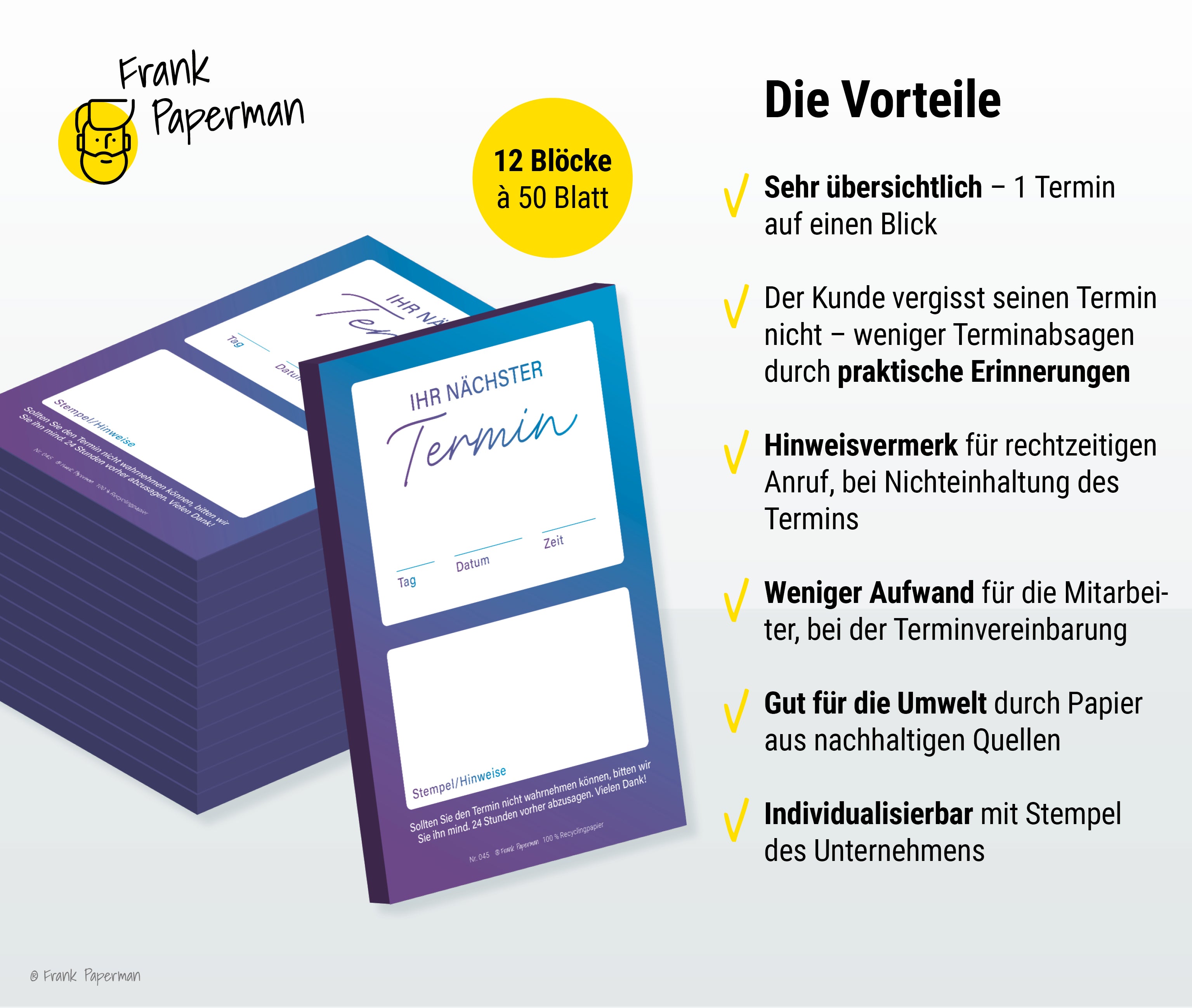Terminzettel – 1 Termin Blau