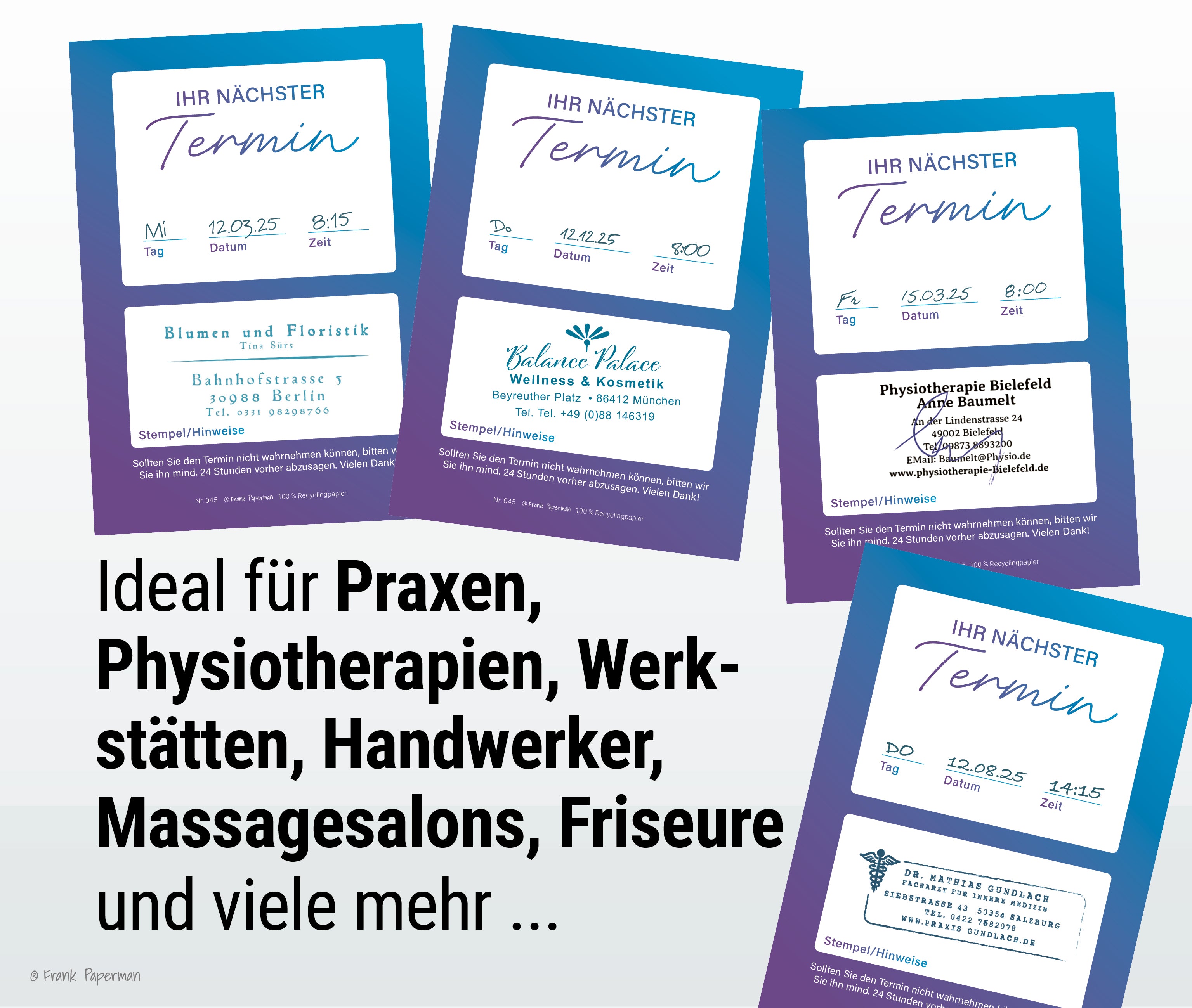 Terminzettel – 1 Termin Blau