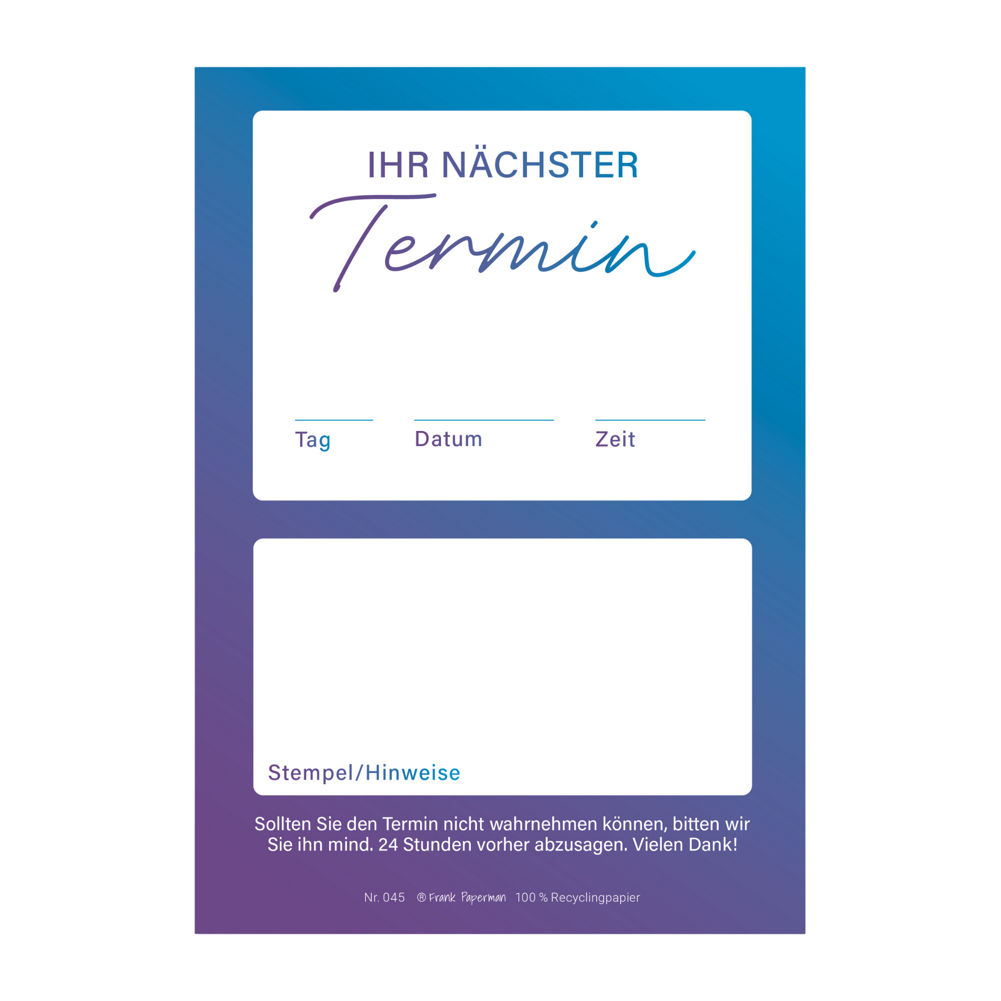Terminzettel – 1 Termin Blau