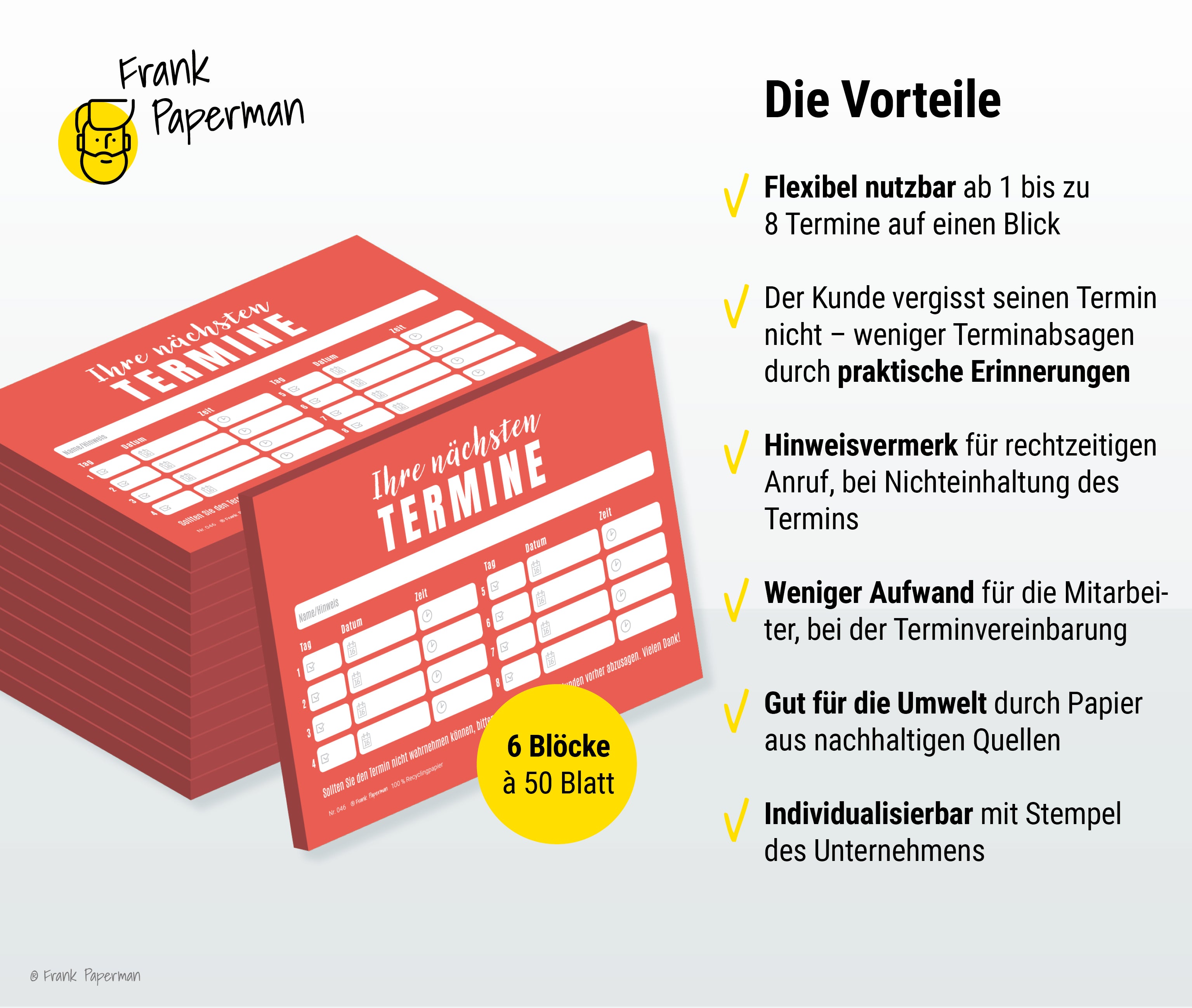 Terminzettel – 8 Termine Rot