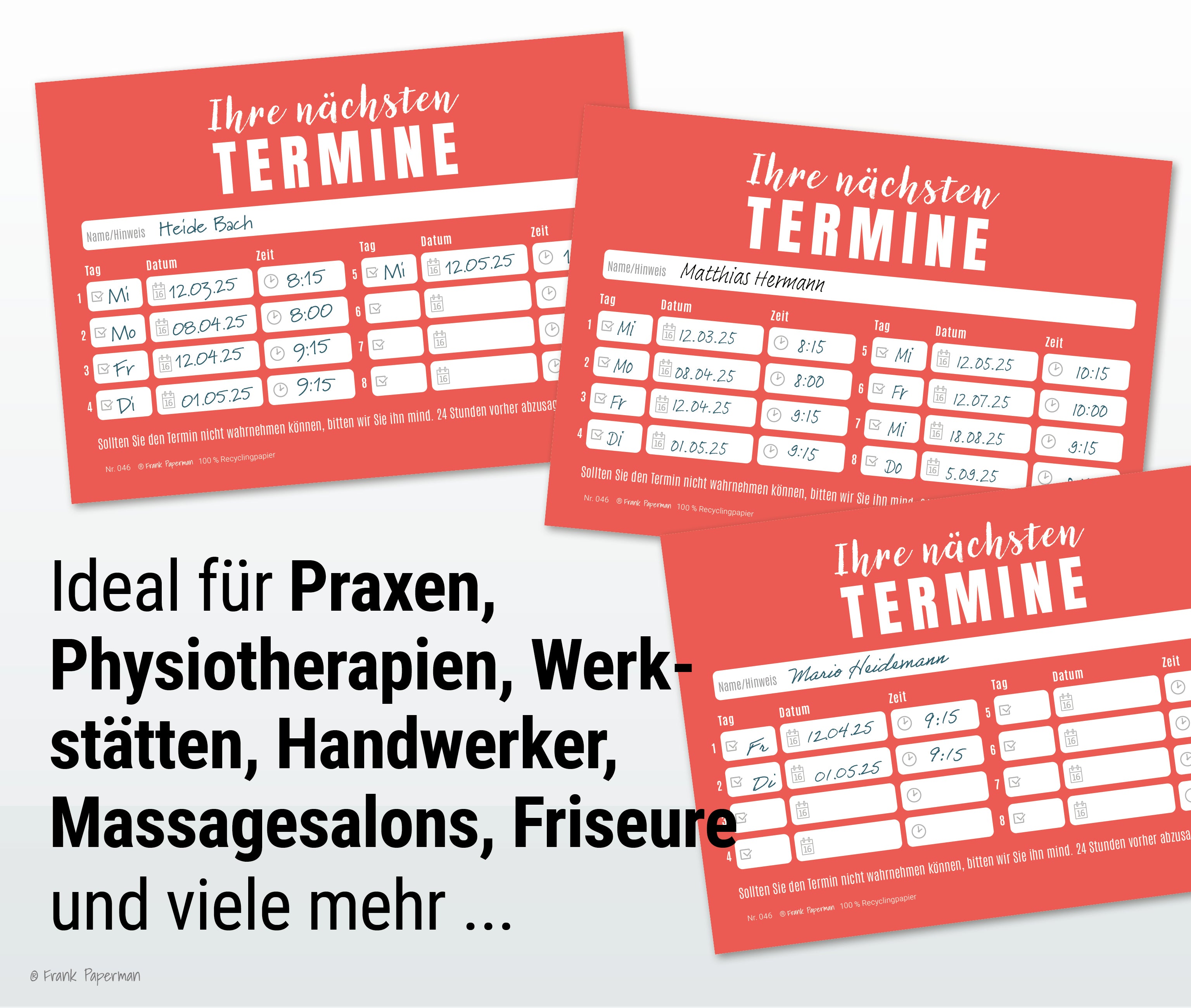 Terminzettel – 8 Termine Rot