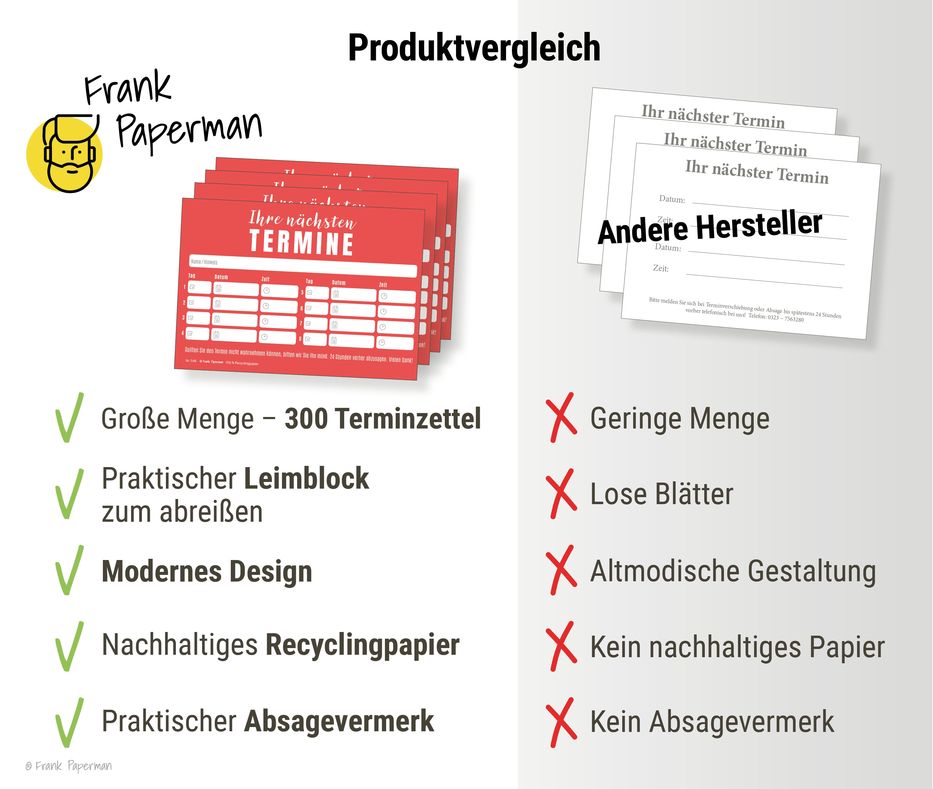 Terminzettel – 8 Termine Rot