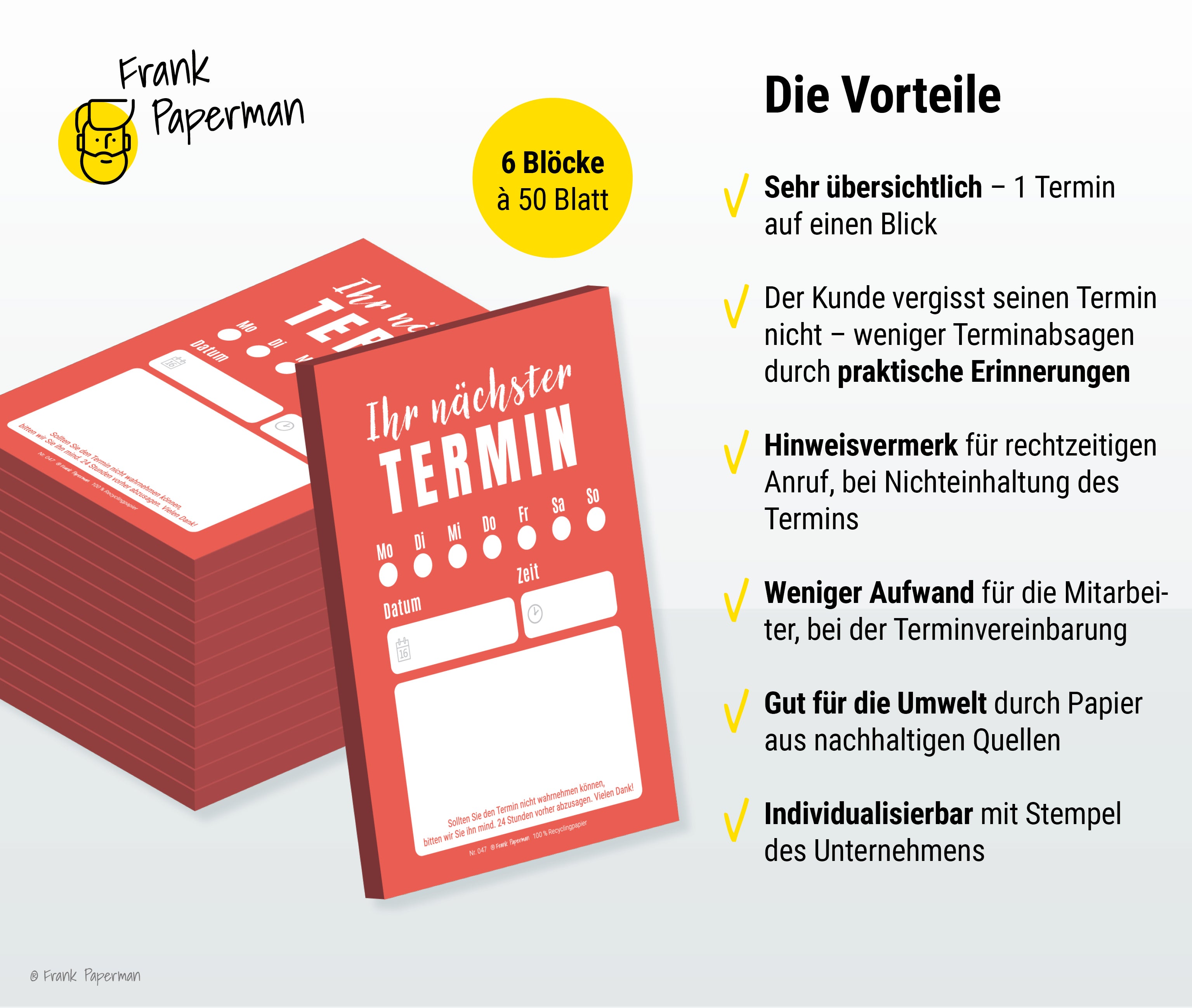 Terminzettel – 1 Termin Rot