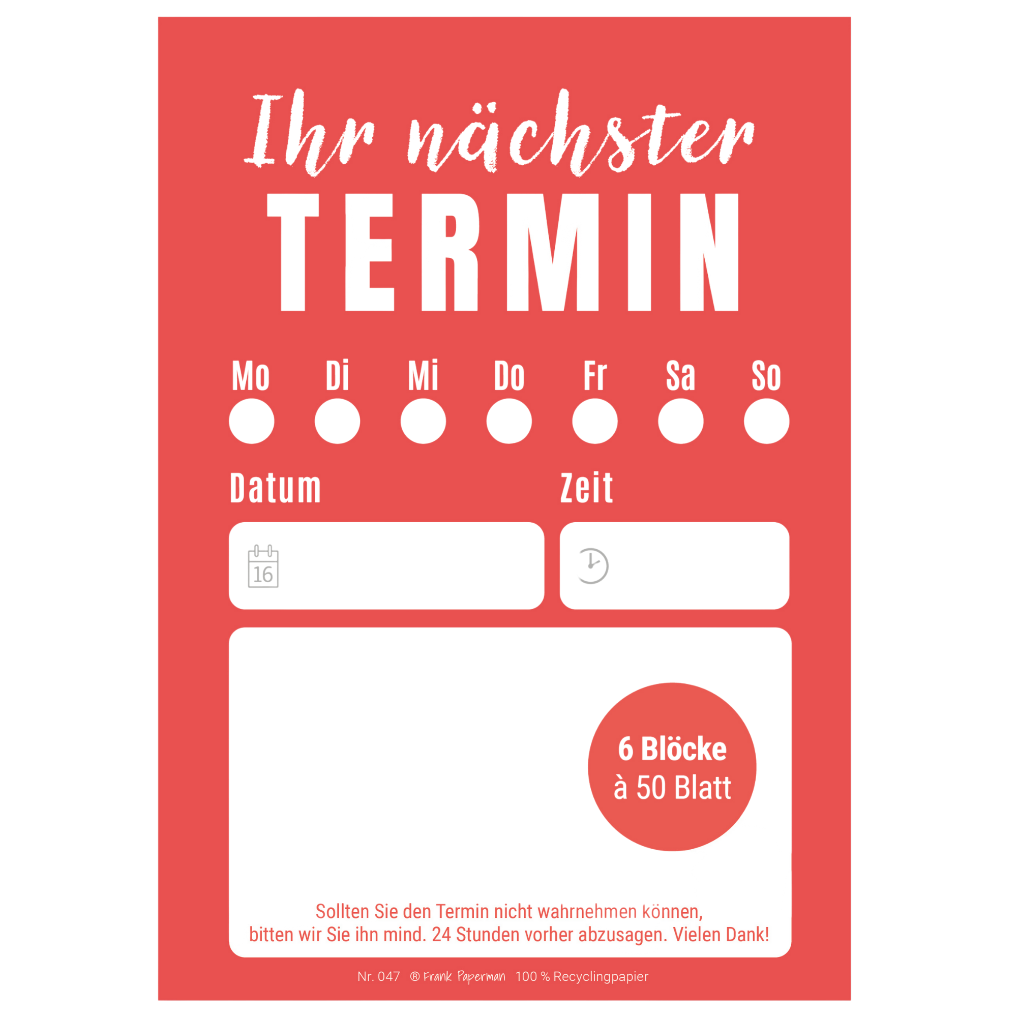Terminzettel – 1 Termin Rot