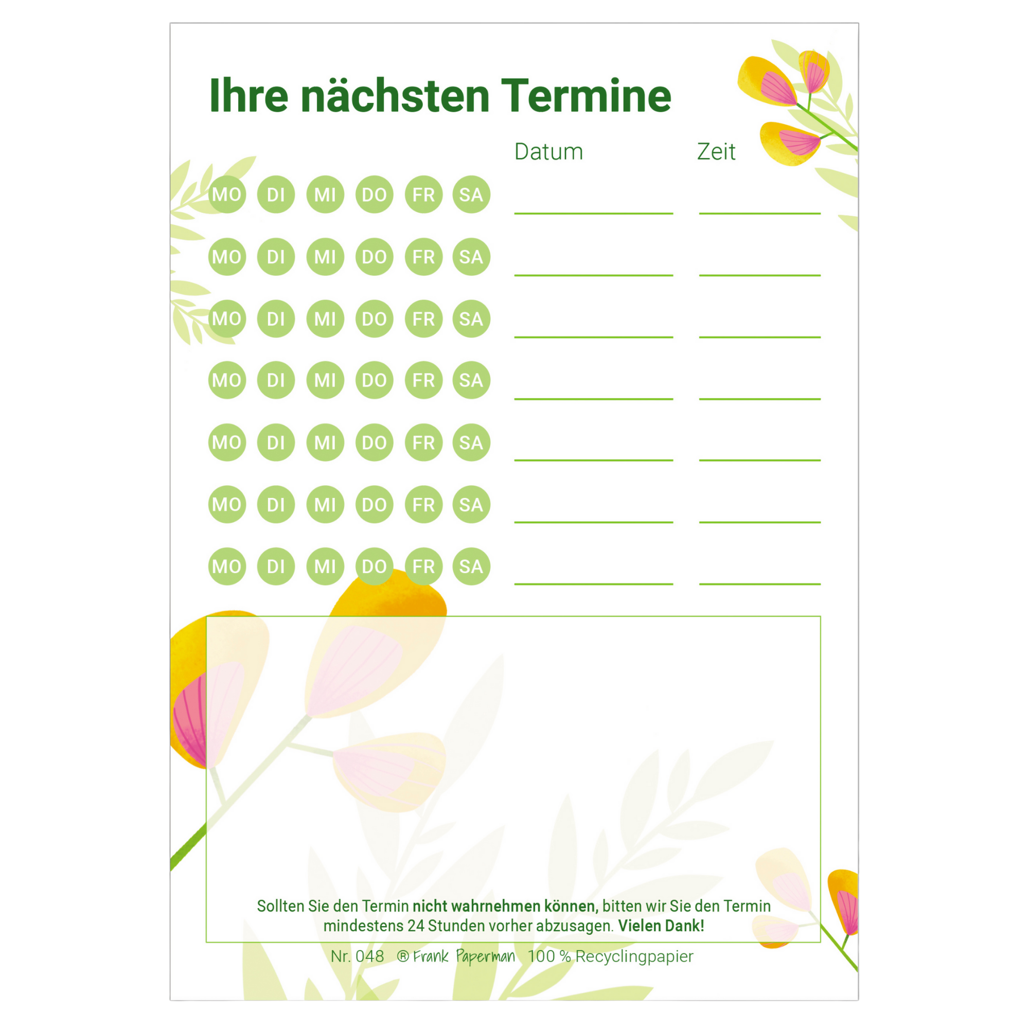 Terminzettel – 7 Termine Floral