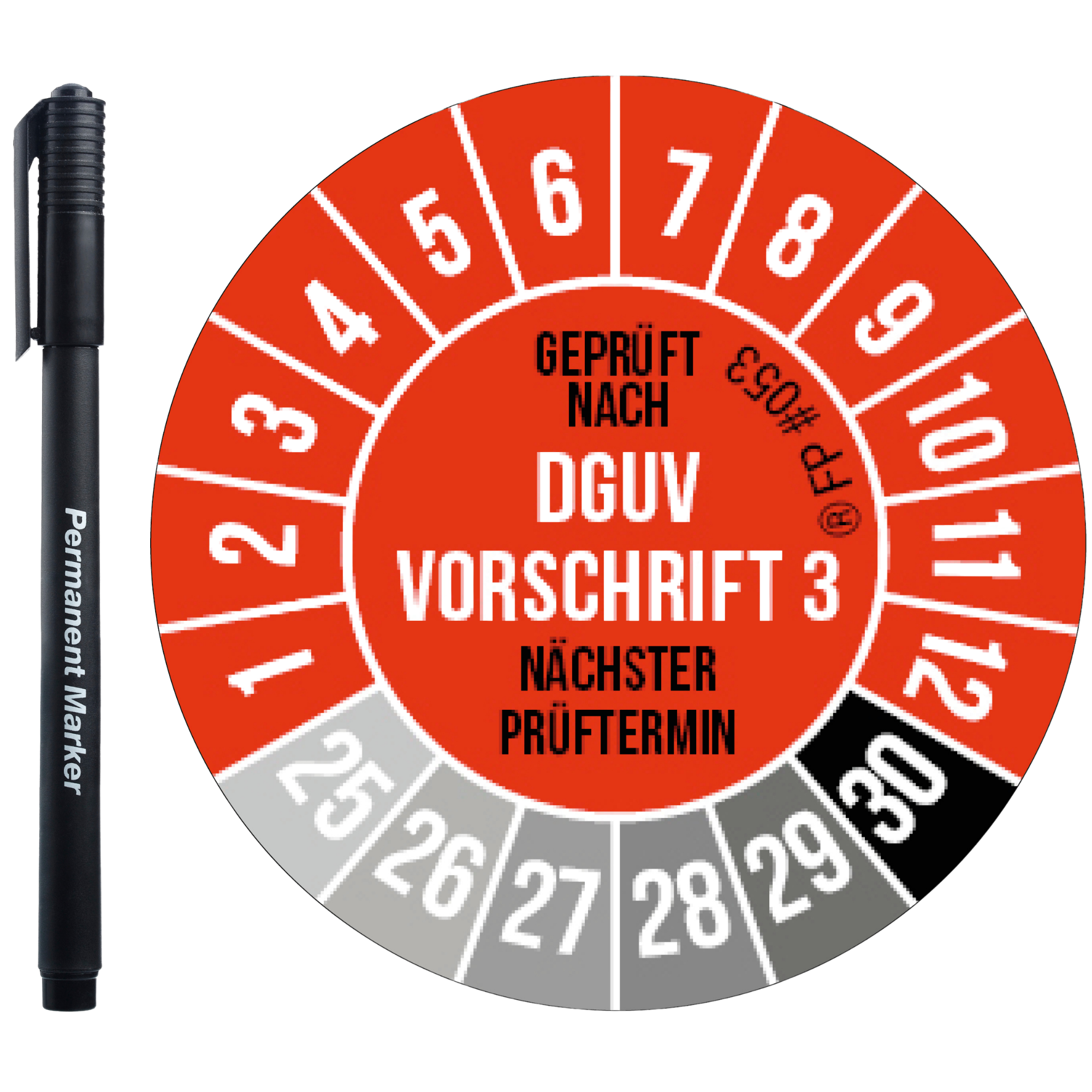 Prüfplaketten – DGUV V3 Rot