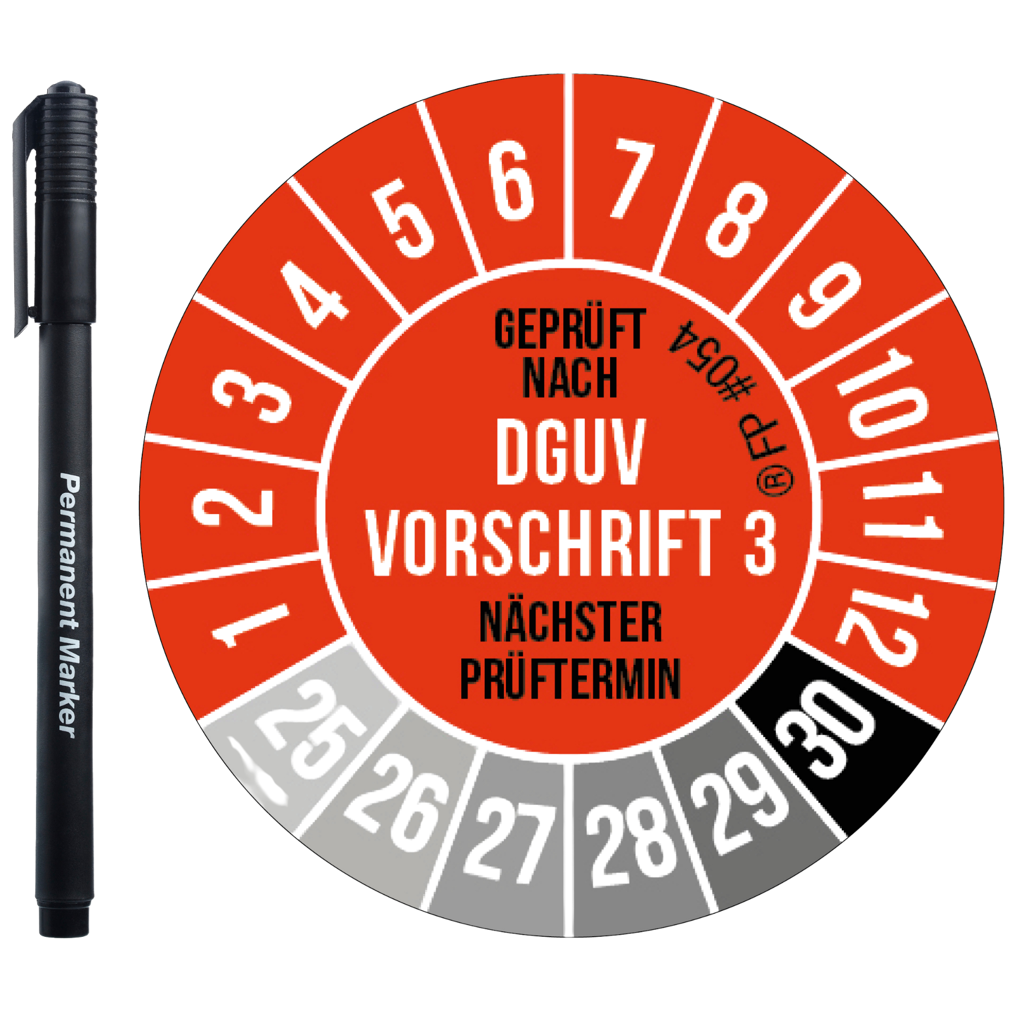 Prüfplaketten – DGUV V3 Rot