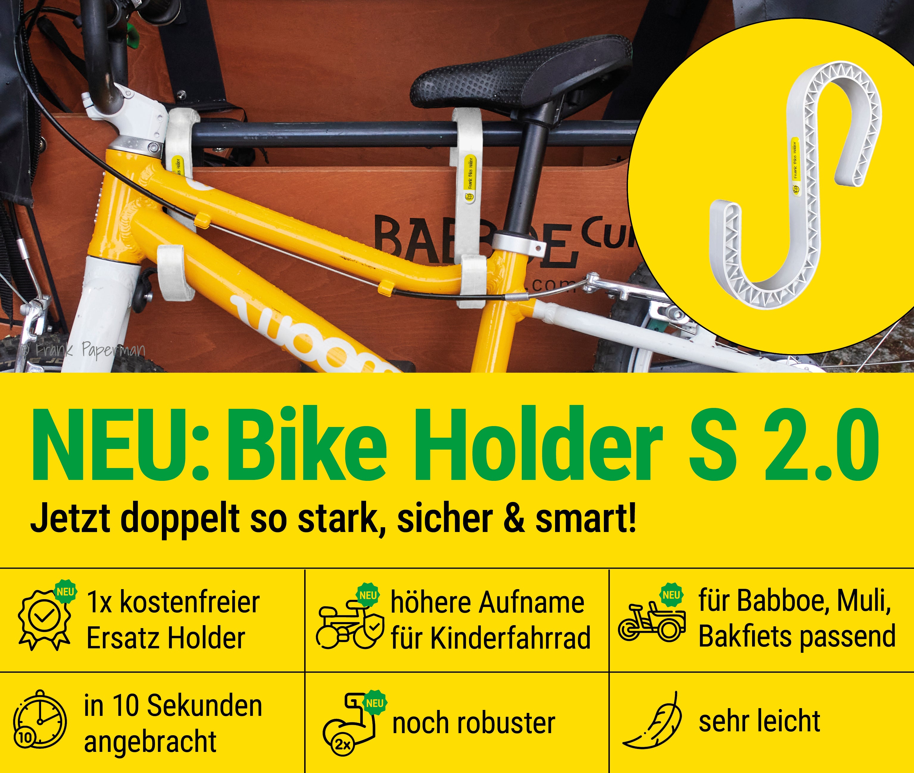 Frank Bike Holder S  2.0 | Kinderfahrrad-Halterung Lastenrad