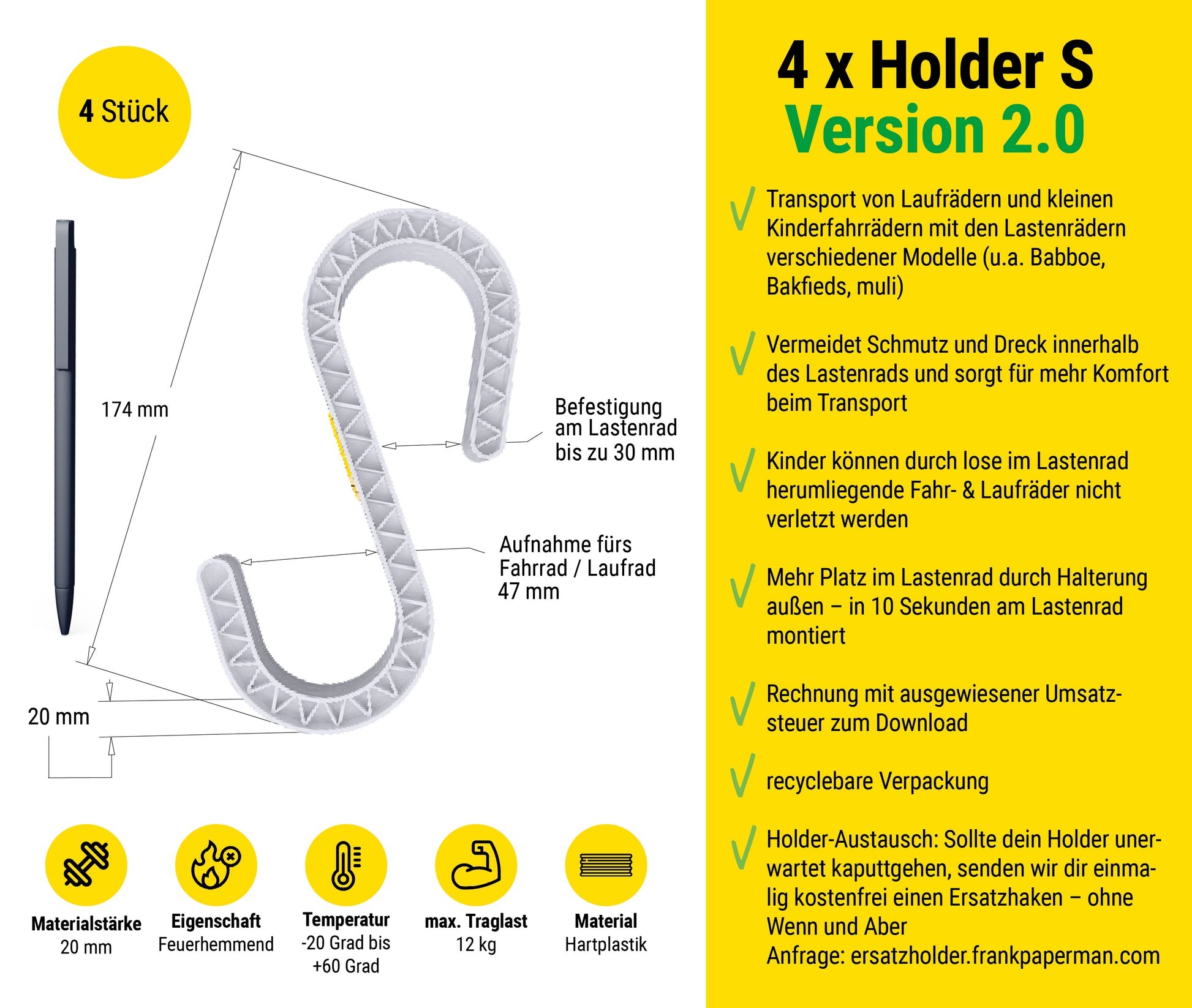 kinderfahrrad halterung lastenrad Frank Bike Holder S 2.0