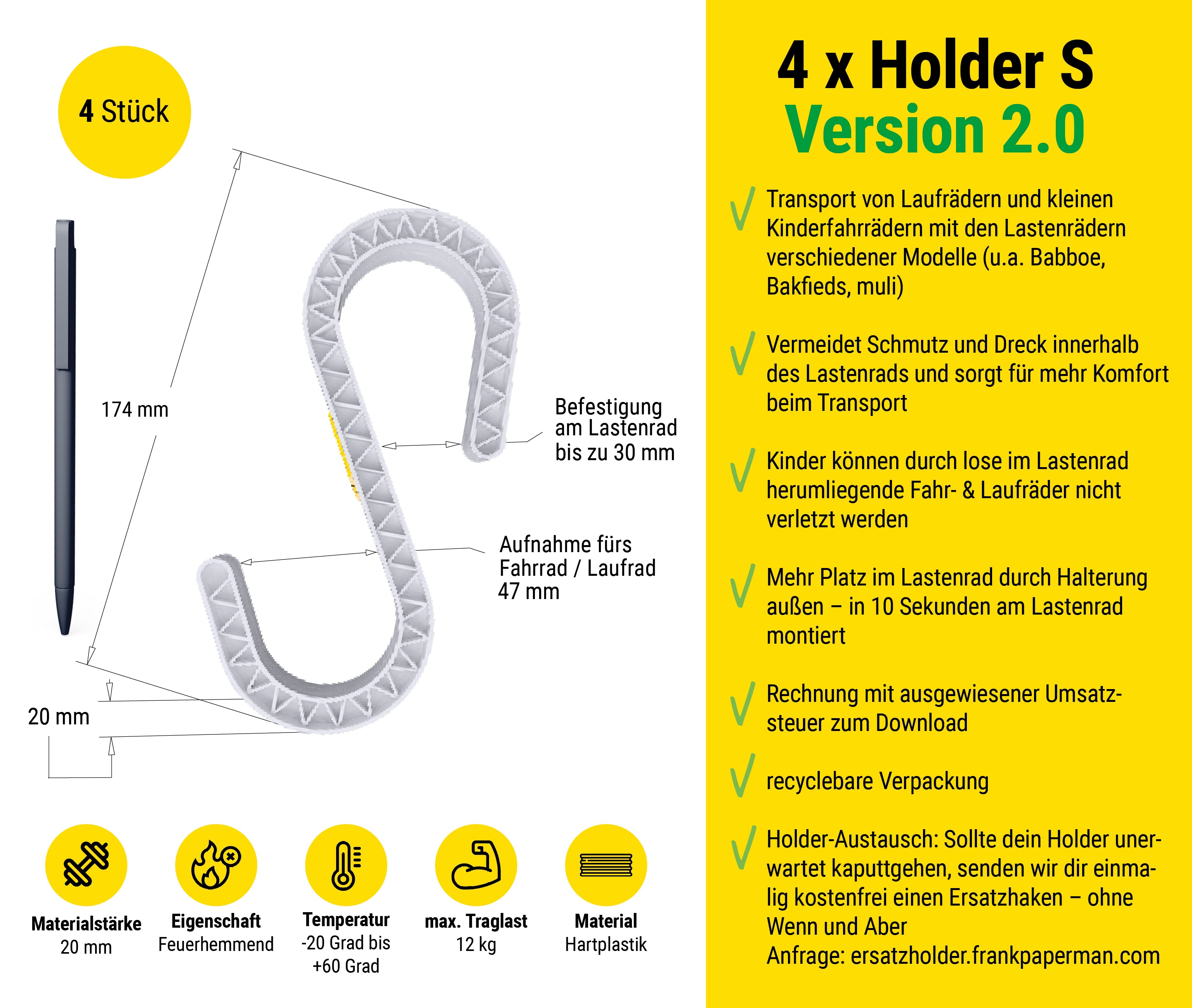 Frank Bike Holder S  2.0 | Kinderfahrrad-Halterung Lastenrad