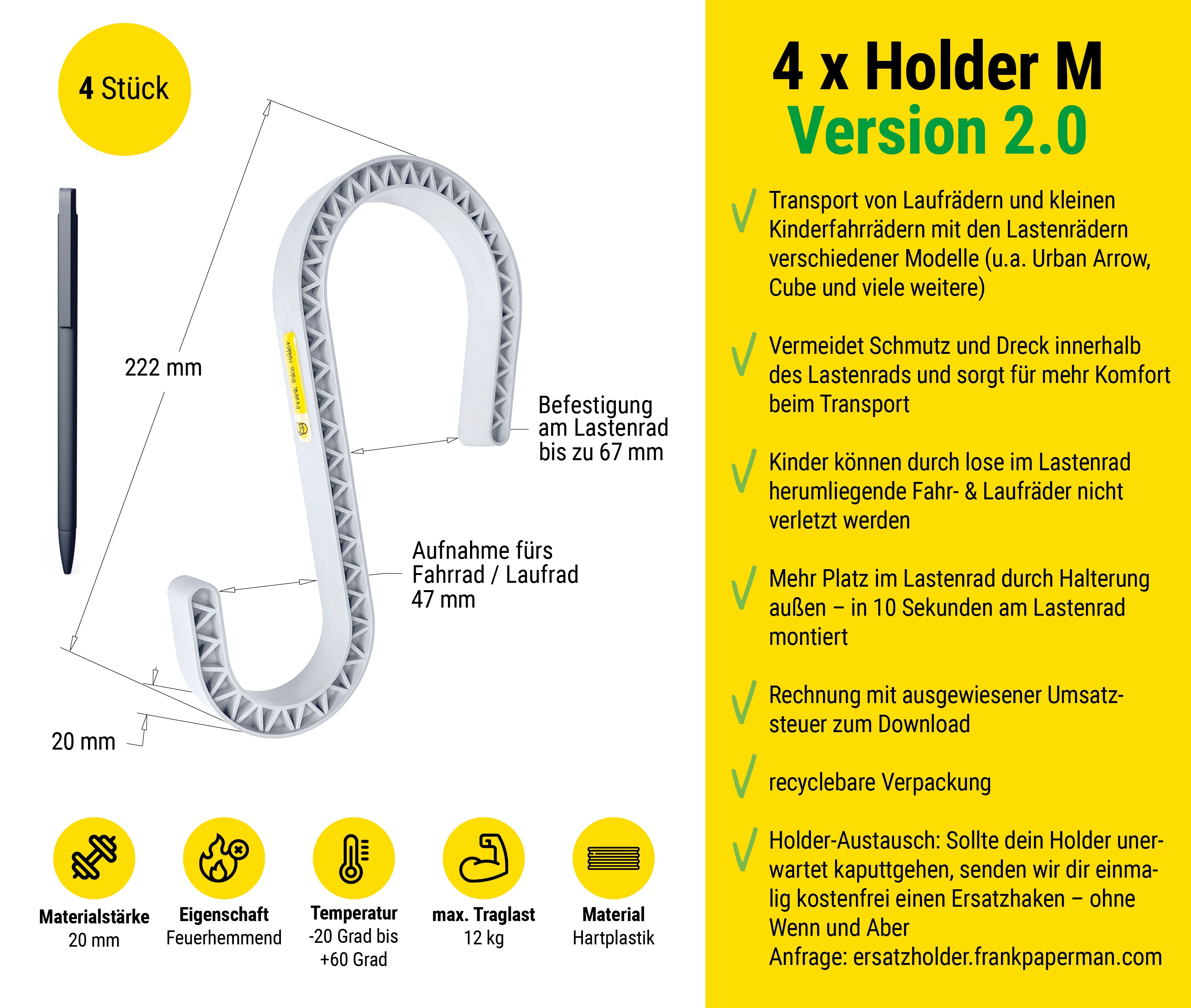 Frank Bike Holder M 2.0 | Kinderfahrrad-Halterung Lastenrad