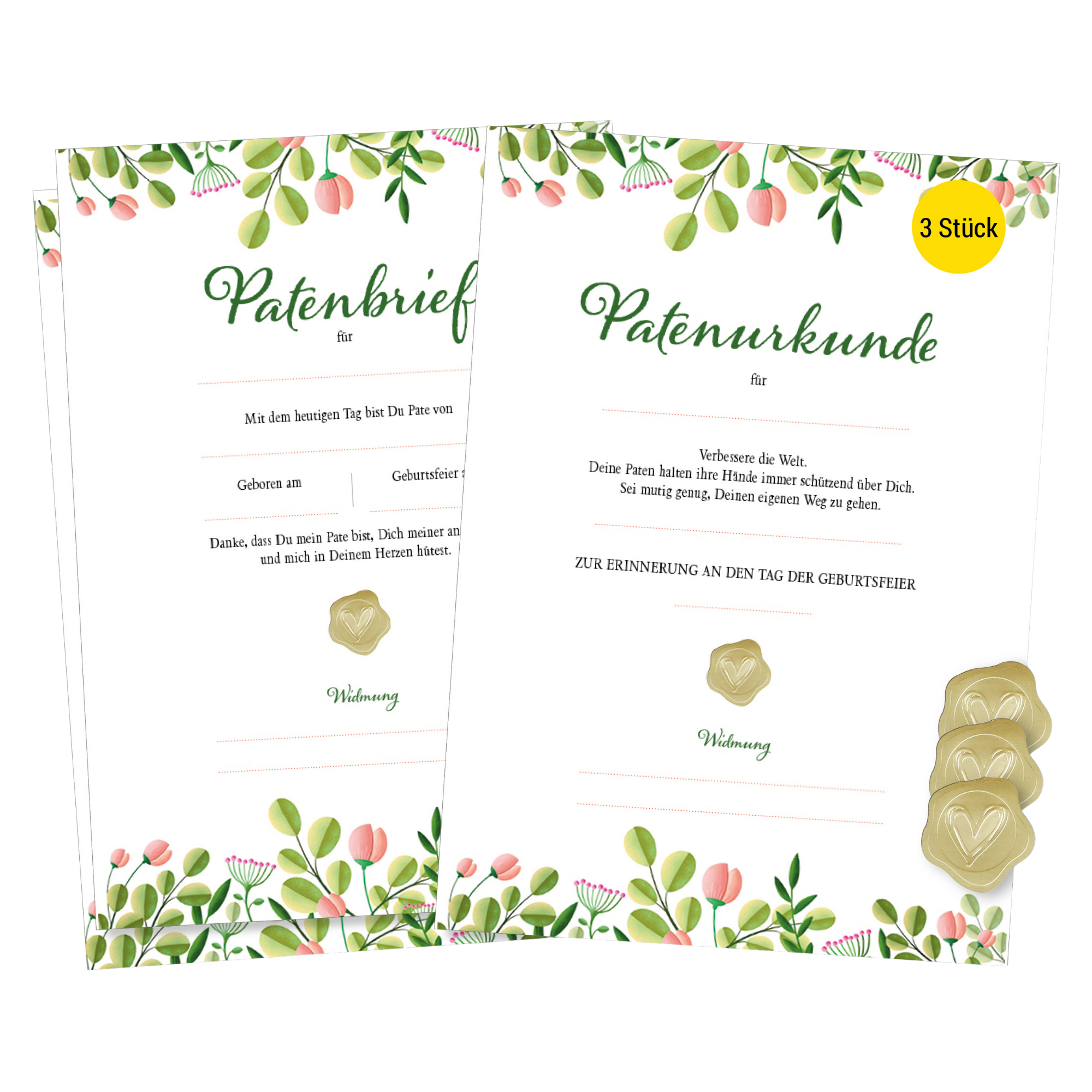 Set Patenurkunden – Floral