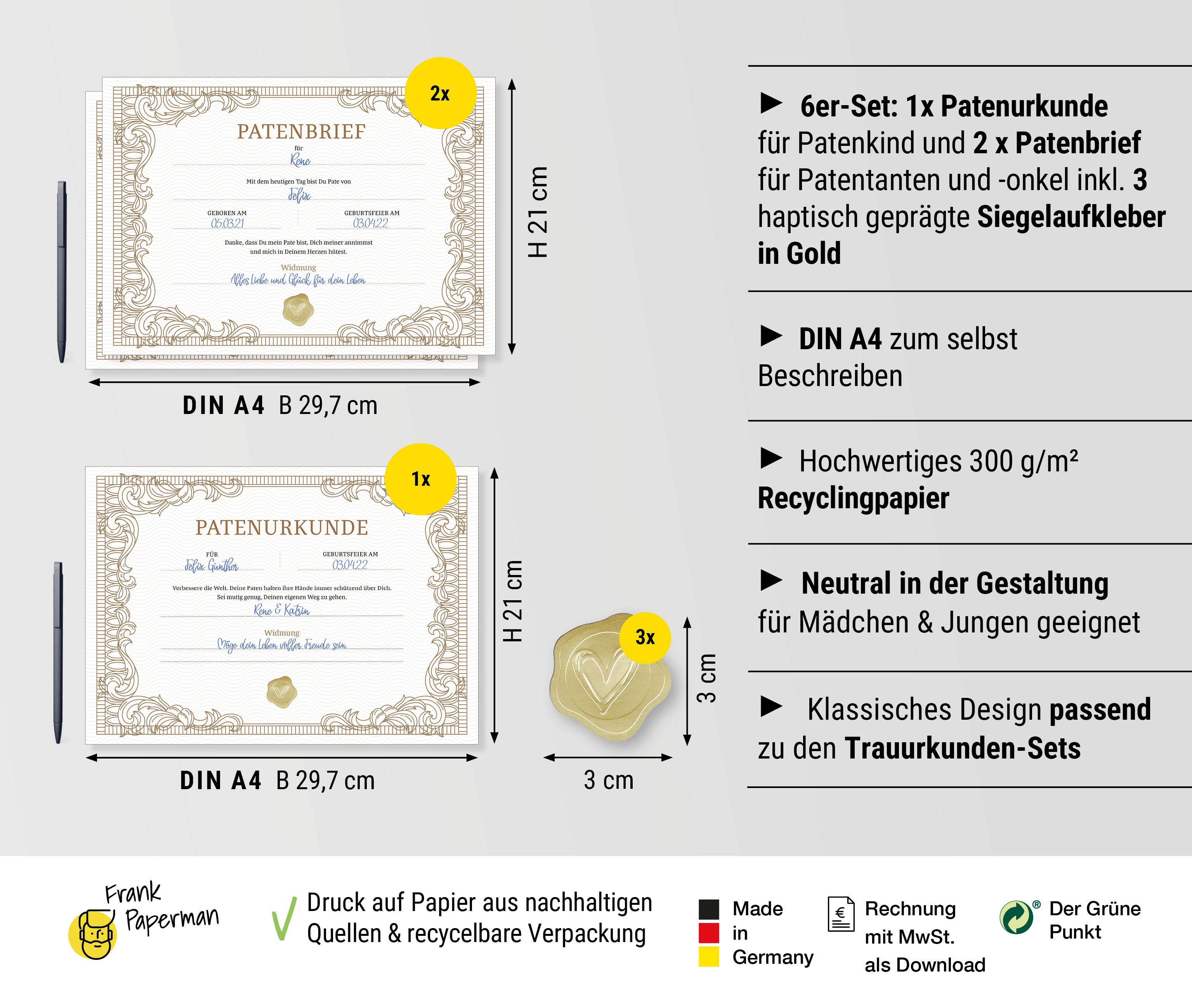 Patenurkunden – Klassisch