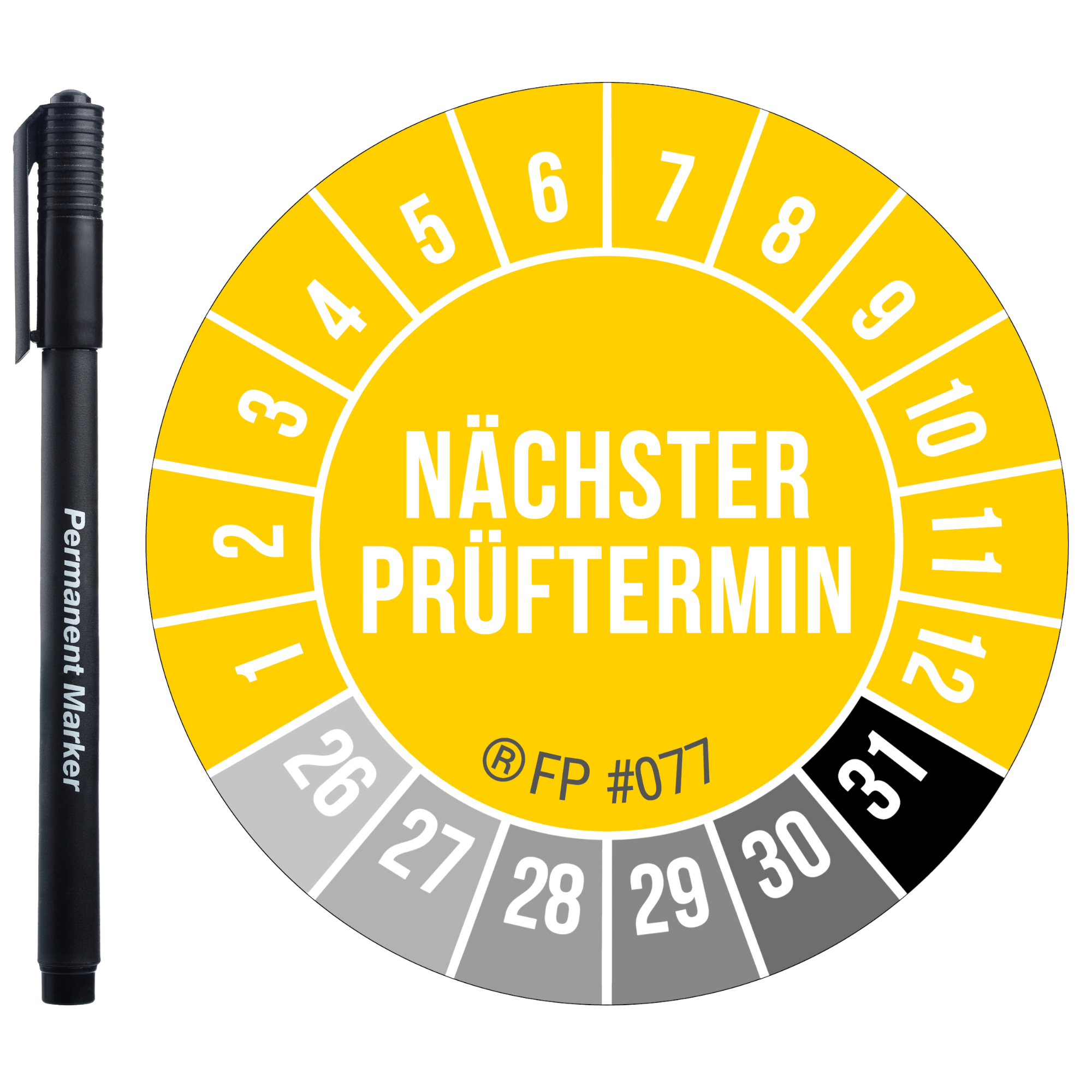 Prüfplaketten – Nächster Prüftermin Gelb