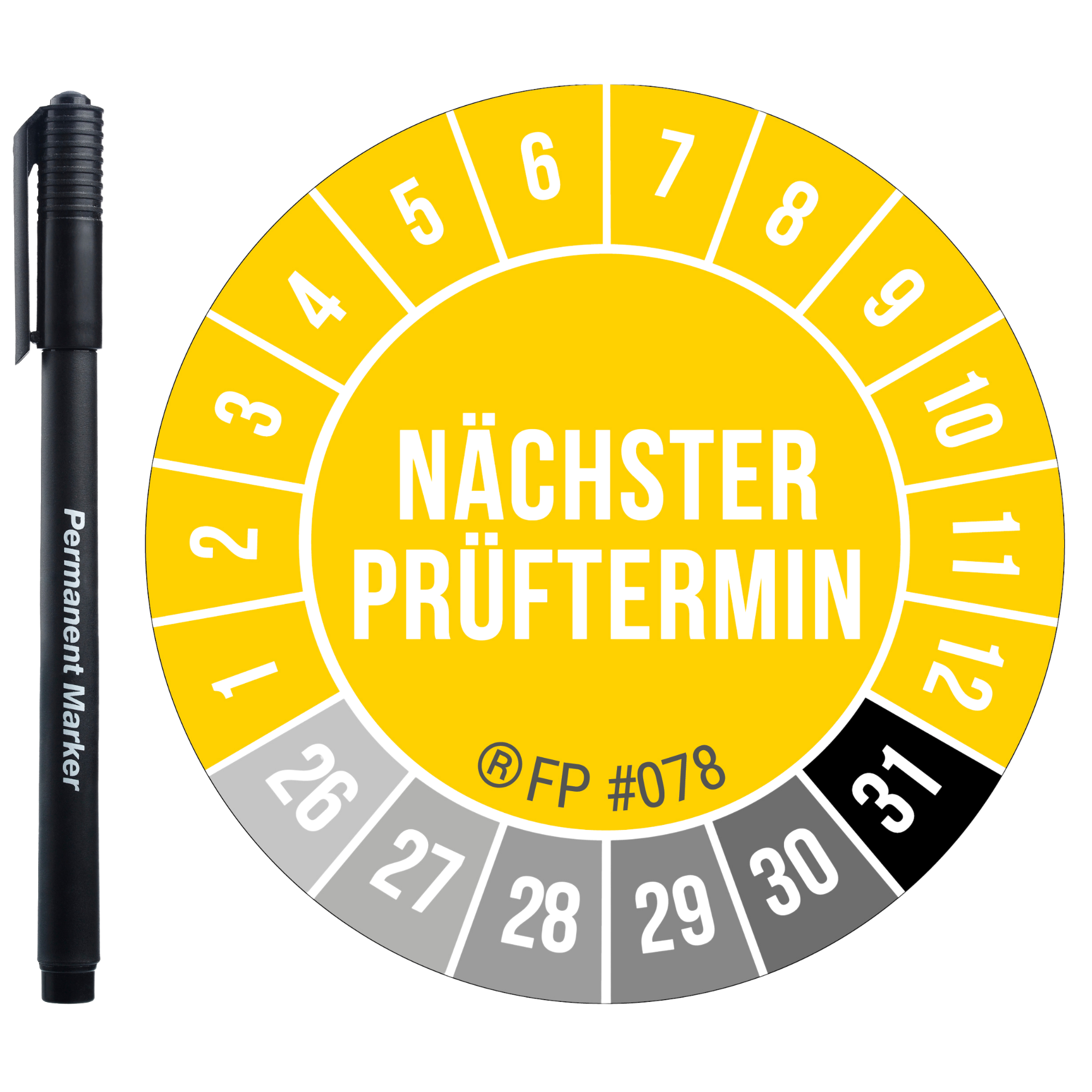 Prüfplaketten – Nächster Prüftermin Gelb