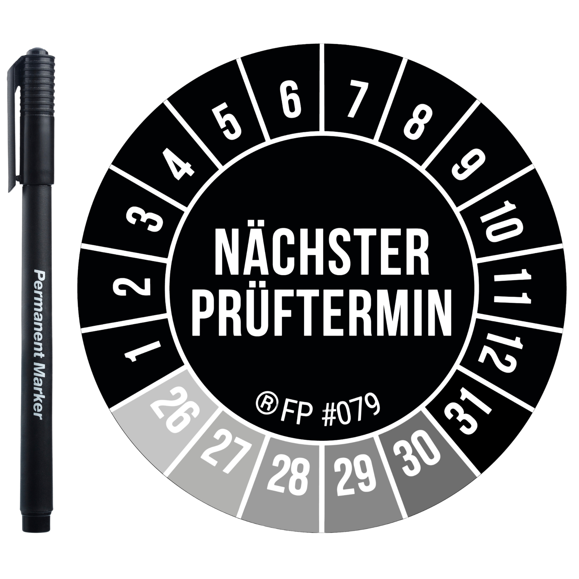 Prüfplaketten – Nächster Prüftermin Schwarz