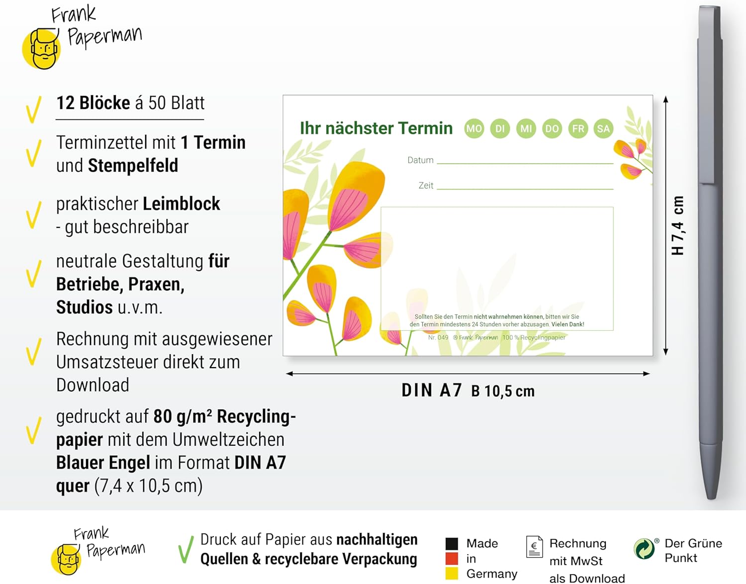 Terminzettel – 1 Termin Floral