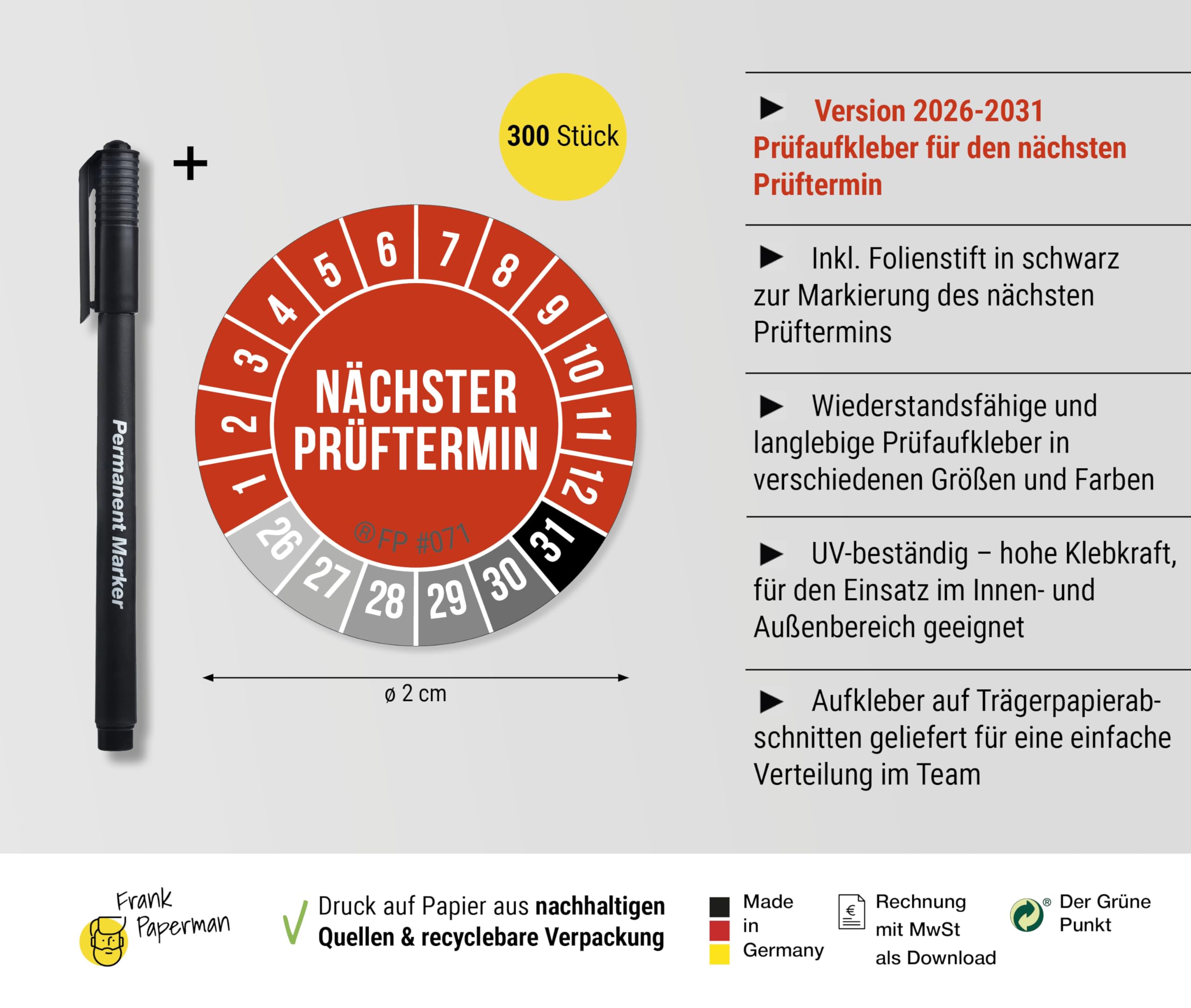 Prüfplaketten – Nächster Prüftermin Rot