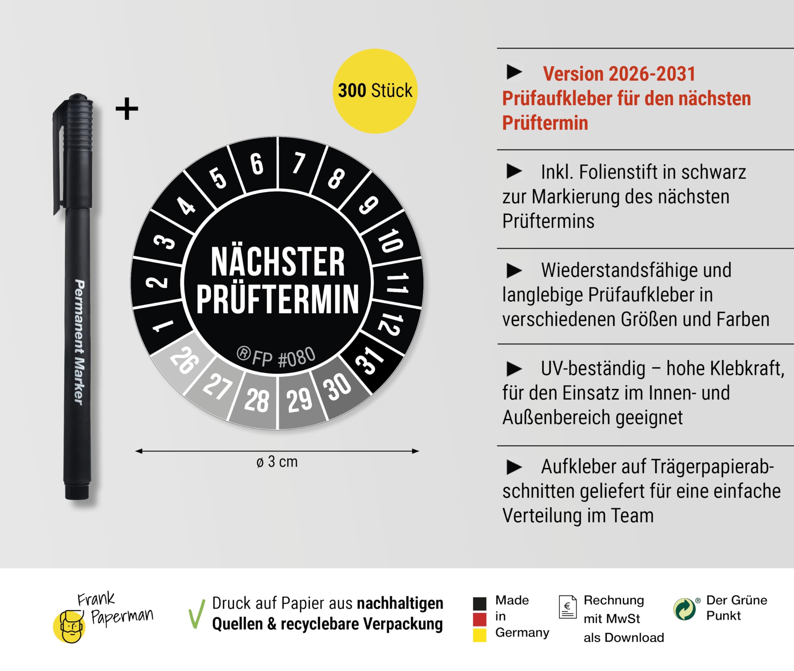 Prüfplaketten – Nächster Prüftermin Schwarz