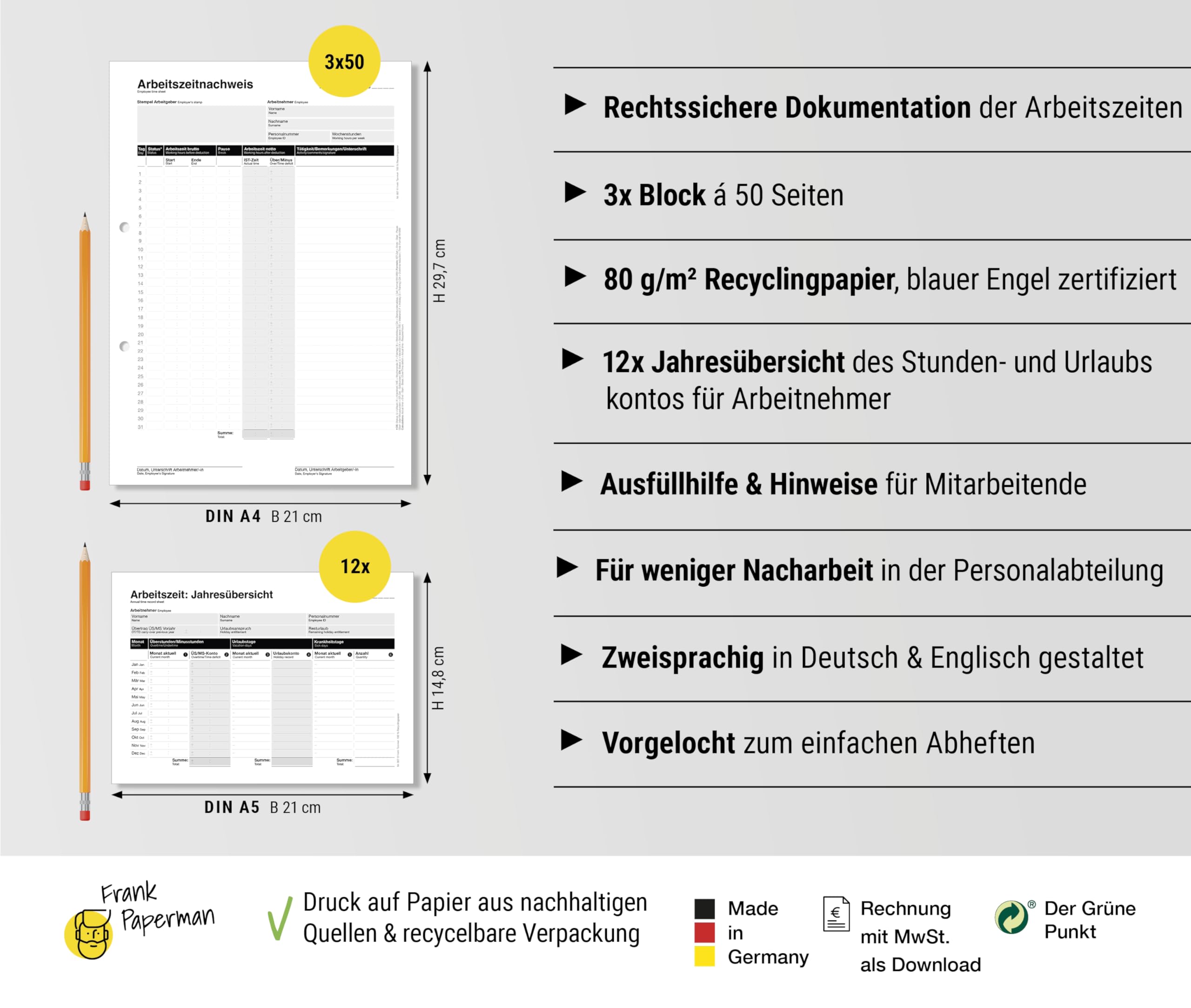 Arbeitszeitnachweis – Blanko