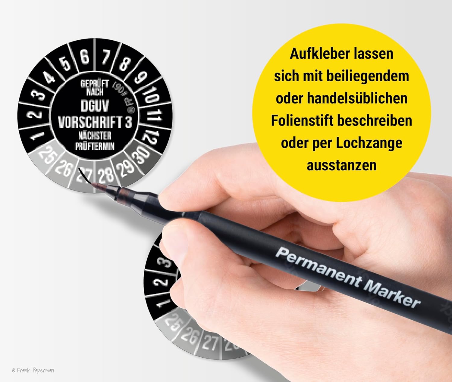 Prüfplaketten – DGUV V3 Schwarz