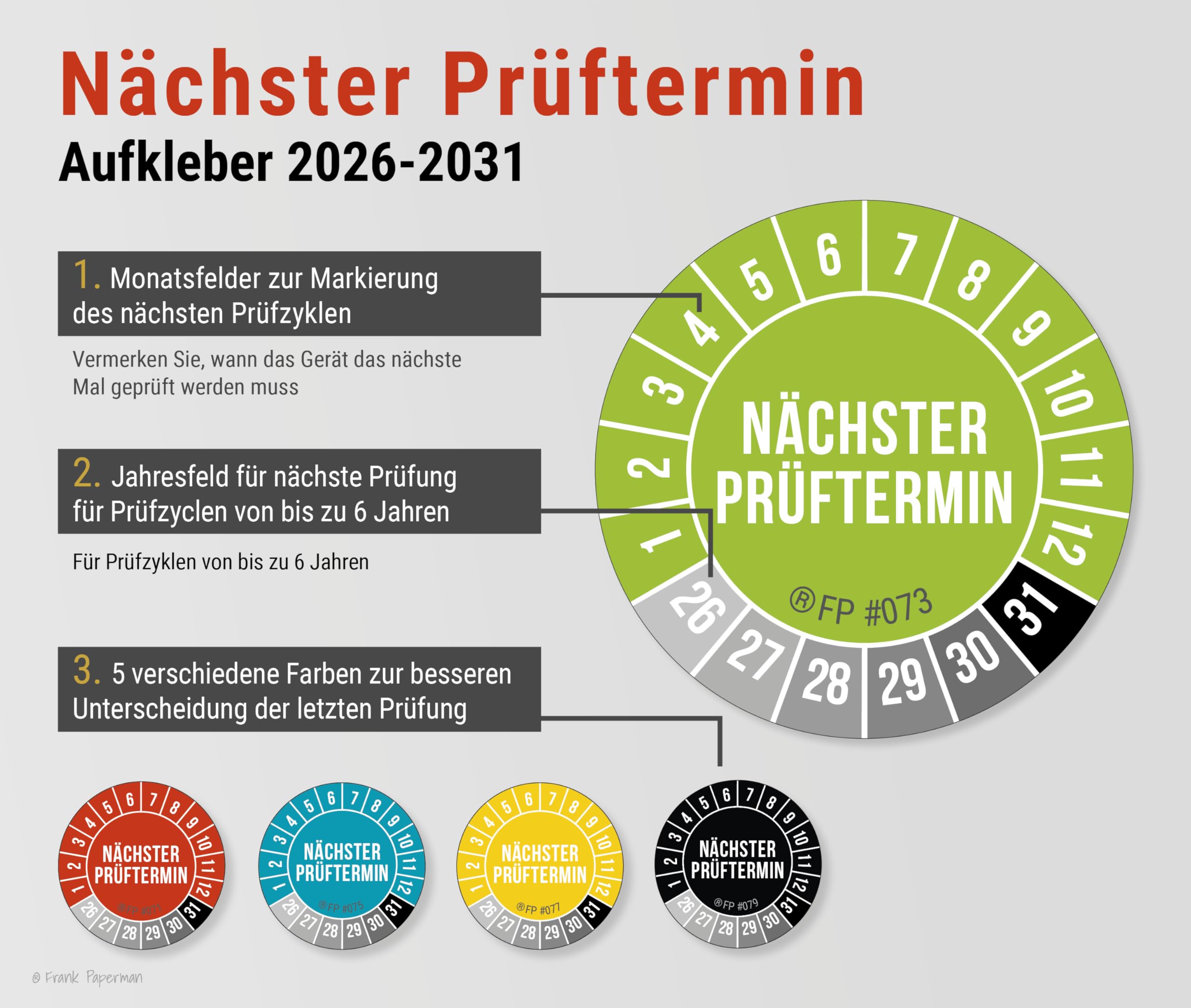 Prüfplaketten – Nächster Prüftermin Grün