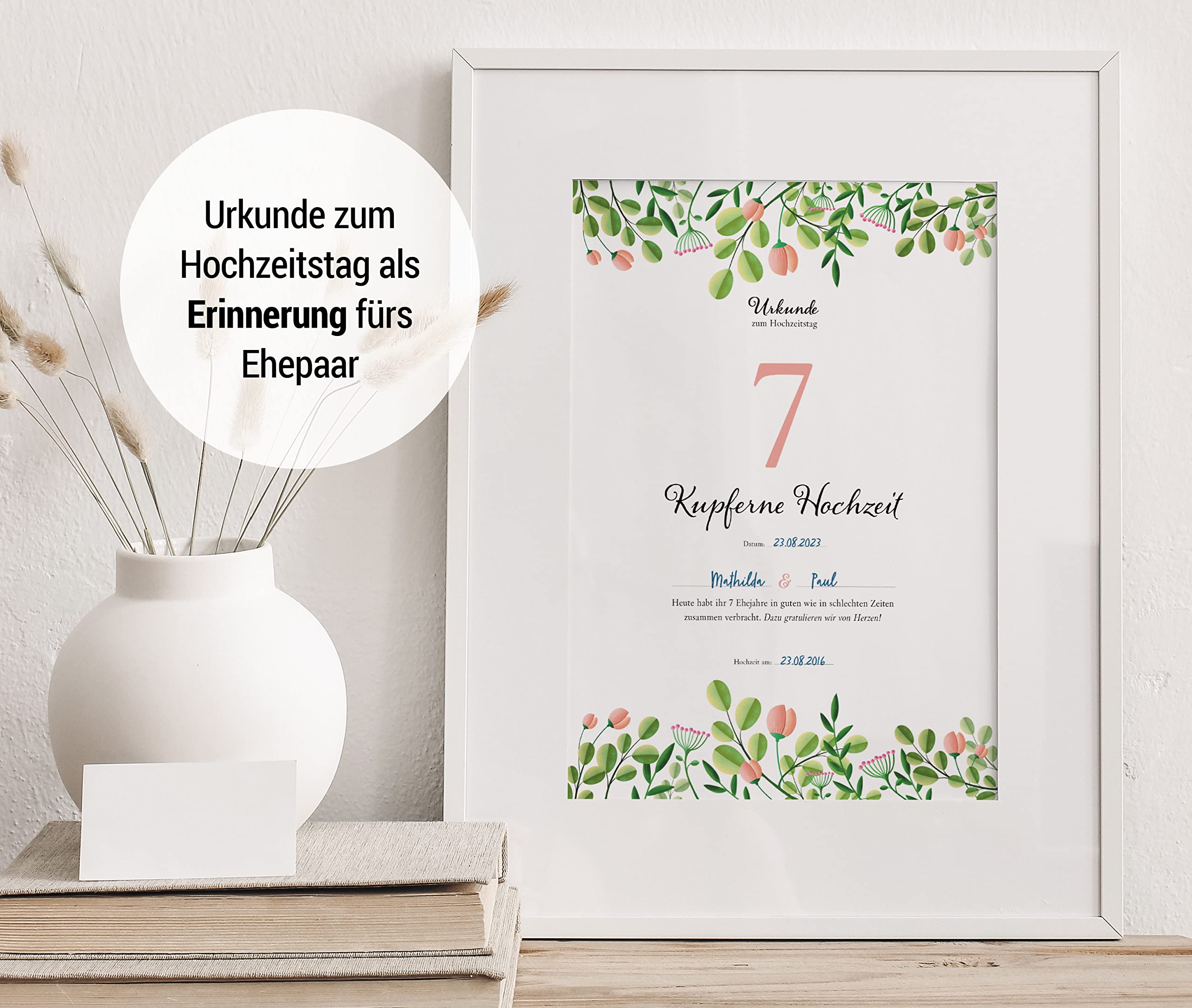 Hochzeitstagsurkunde – Floral