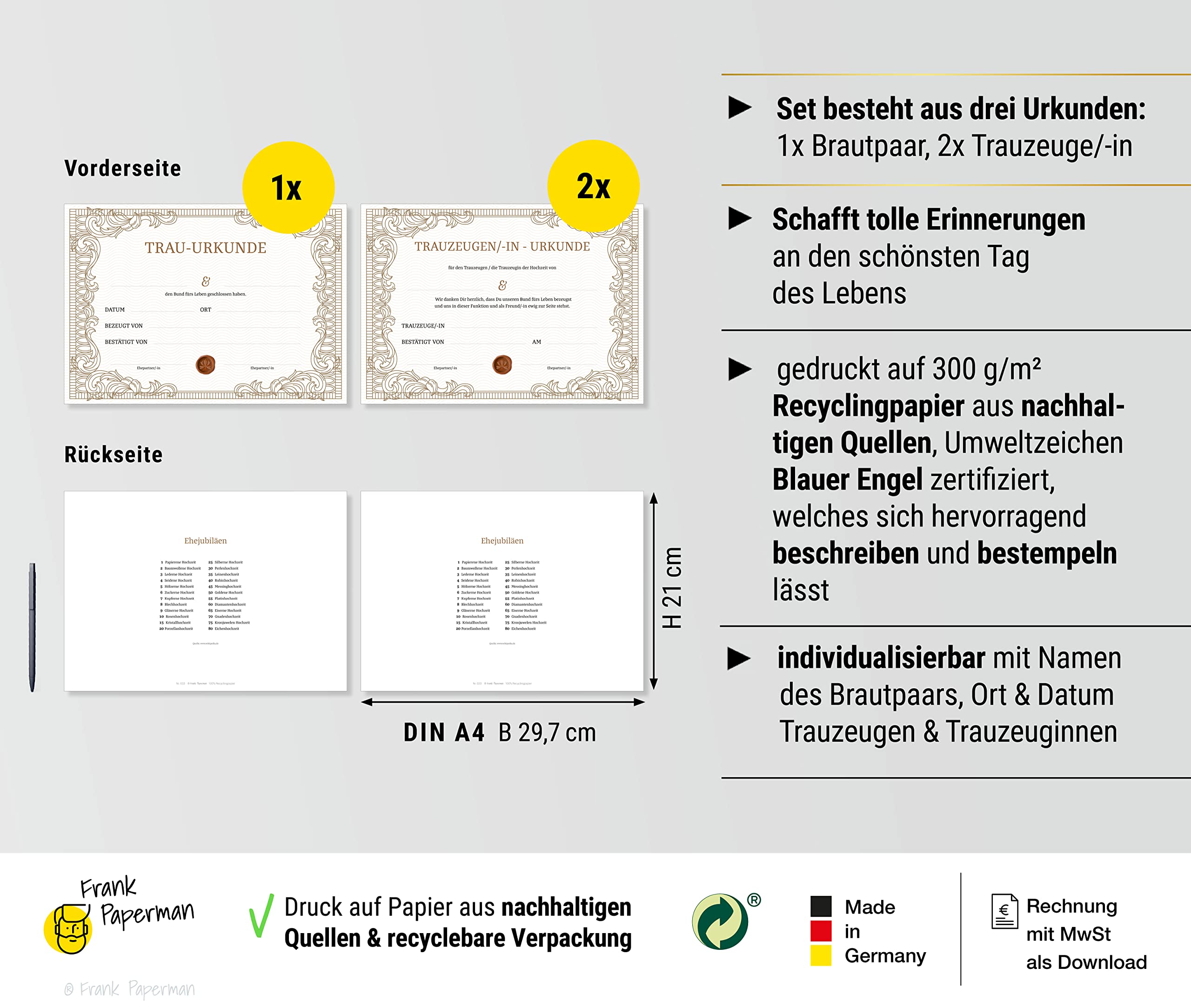 Urkunde Eheschließung – Klassisch