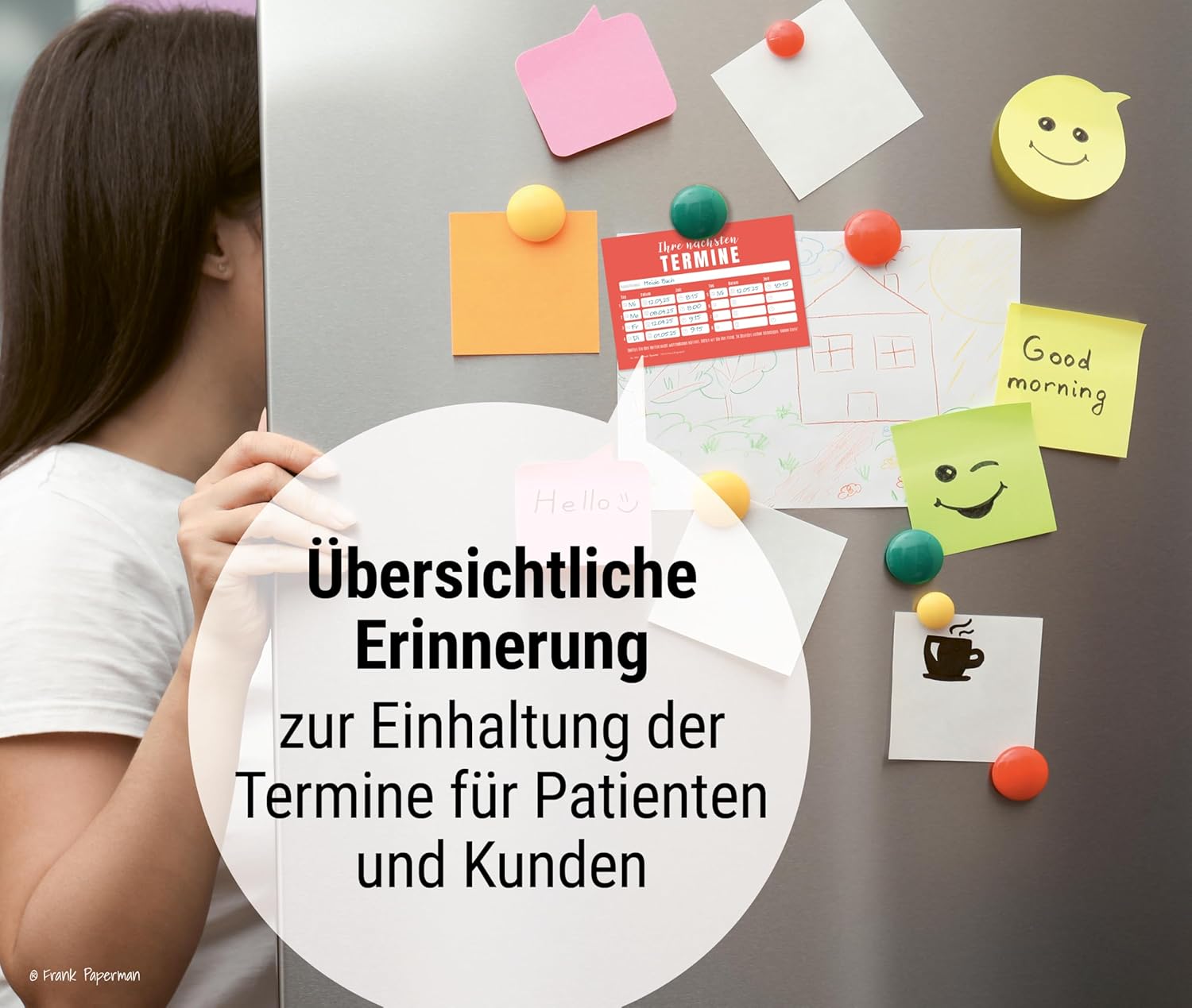 Frank Paperman® | 600x Terminzettel | 12x Terminblock à 50 Blatt | rot | 8 Termine je Zettel | Stempelfeld | moderne Terminkarten | Terminmanagement