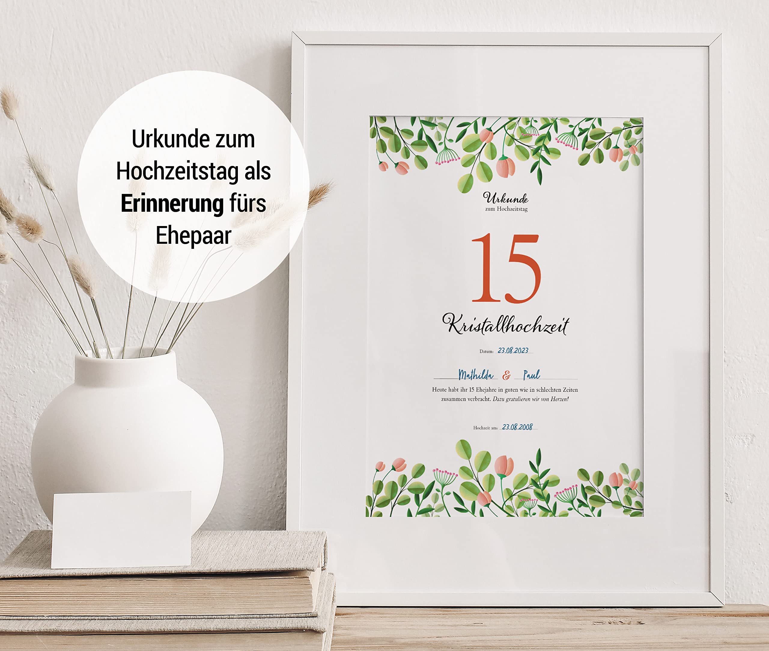 Hochzeitstagsurkunde – Floral