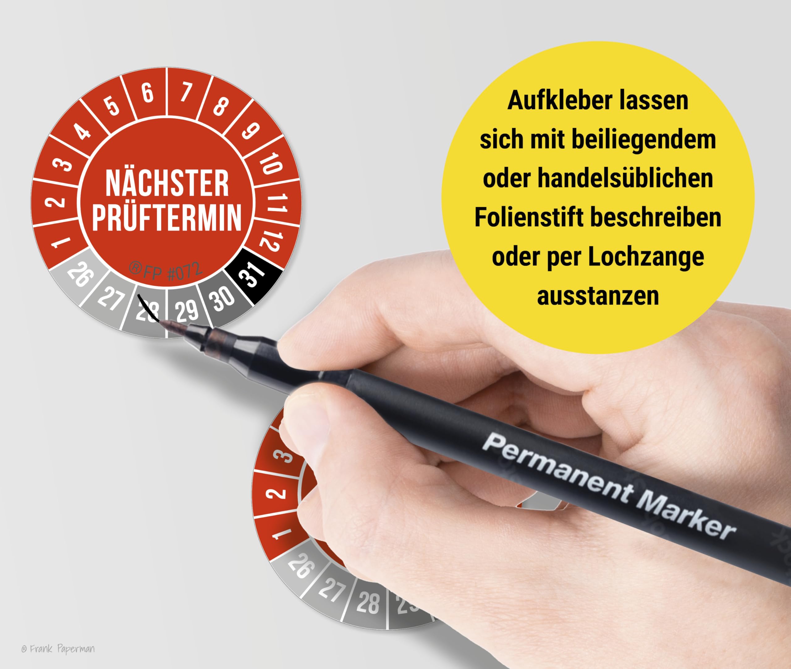 Prüfplaketten – Nächster Prüftermin Rot
