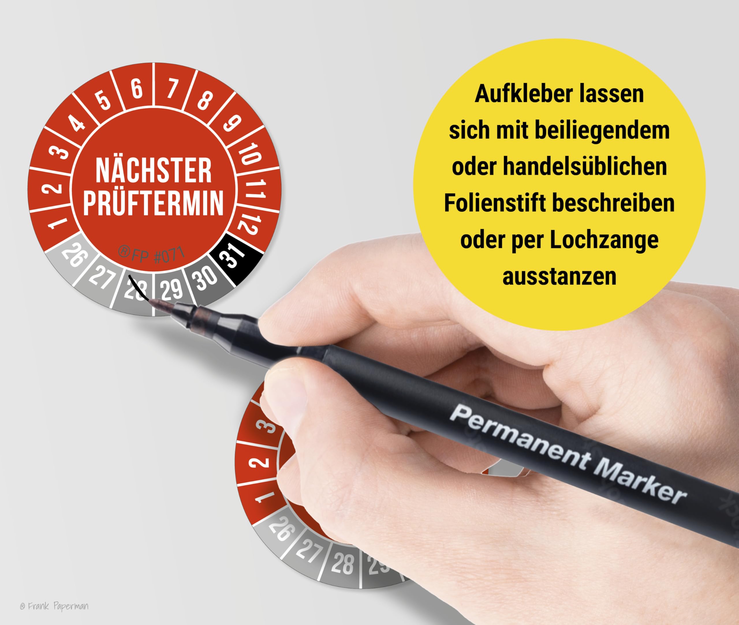 Prüfplaketten – Nächster Prüftermin Rot