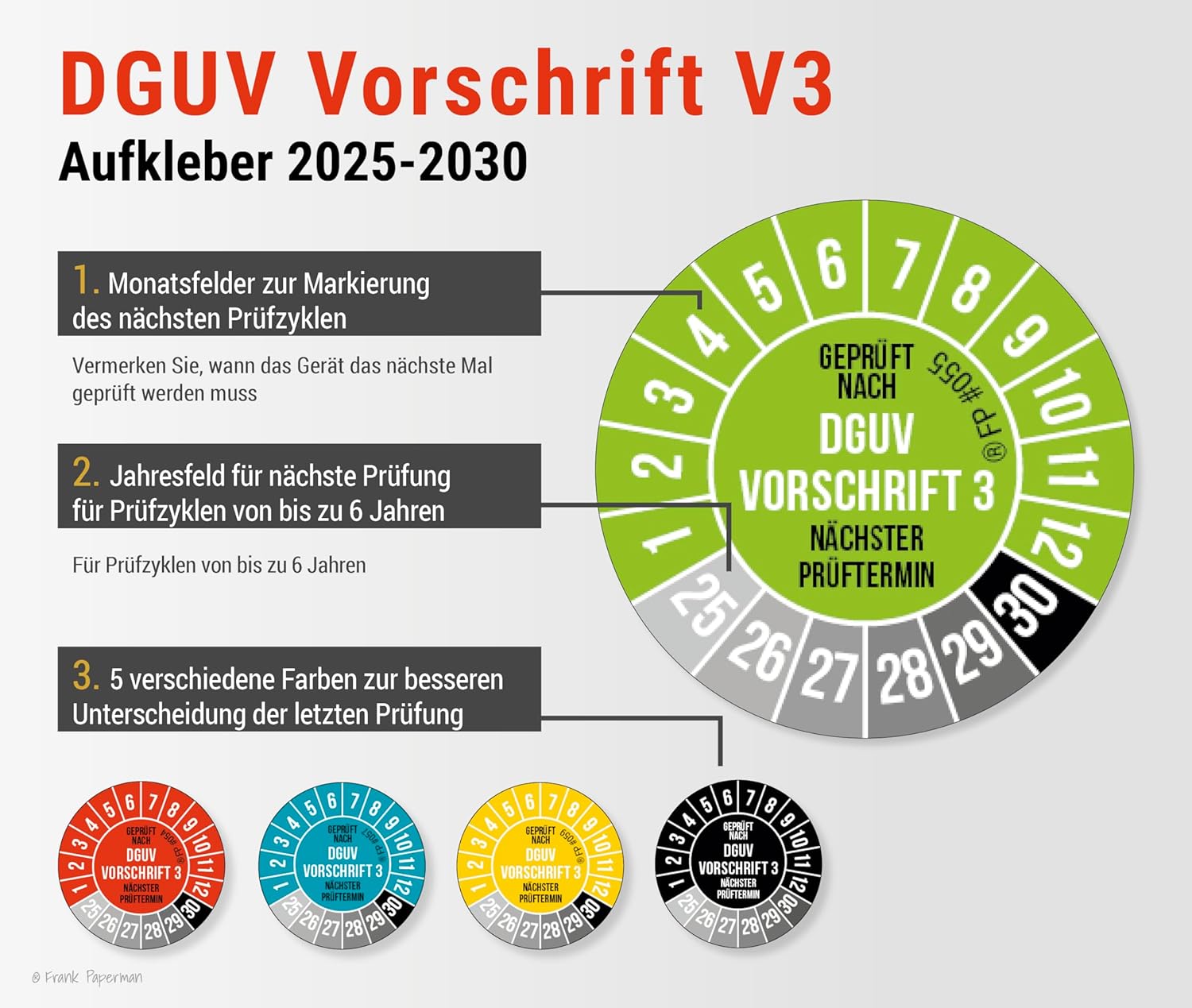Prüfplaketten – DGUV V3 Grün
