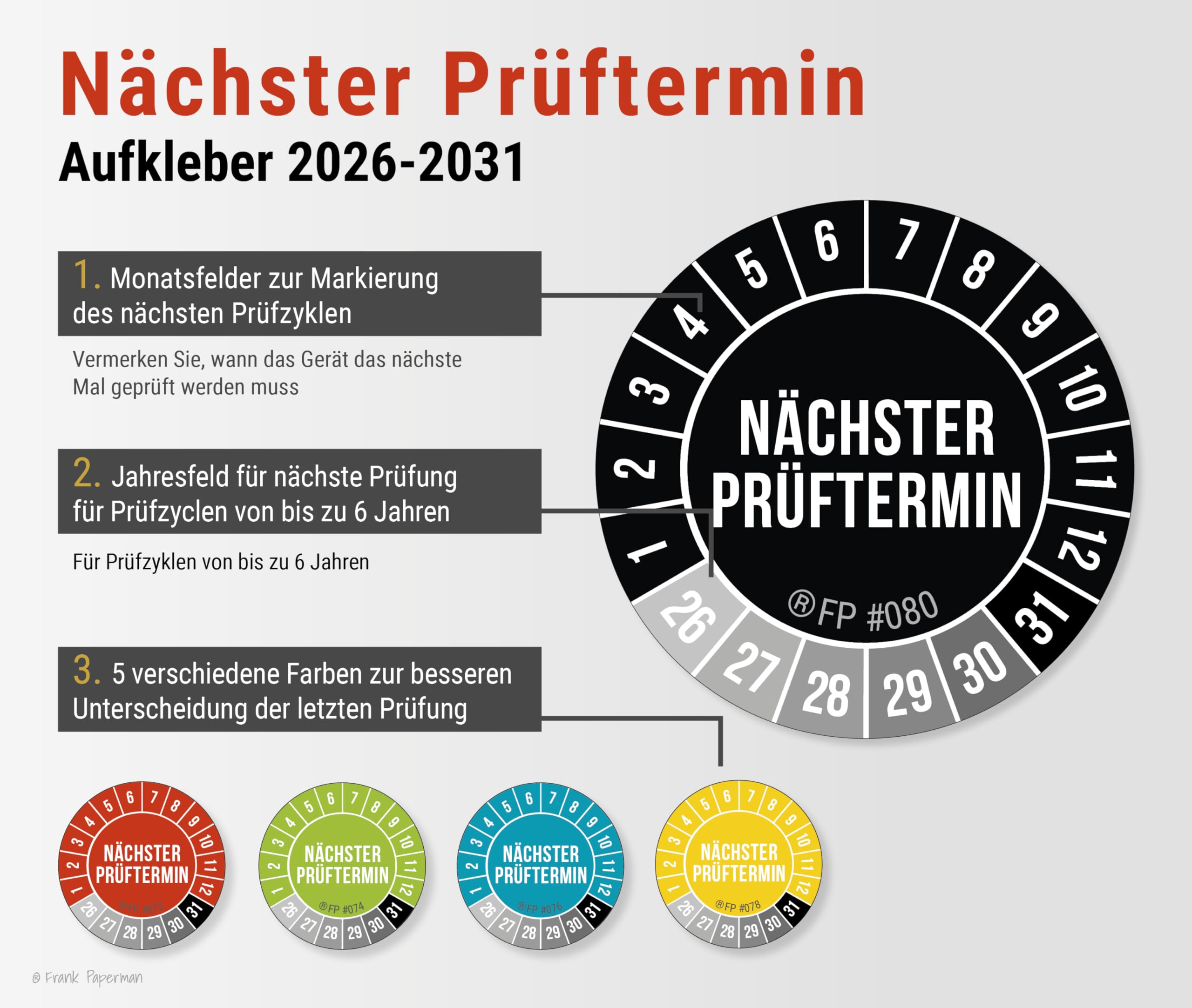 Prüfplaketten – Nächster Prüftermin Schwarz