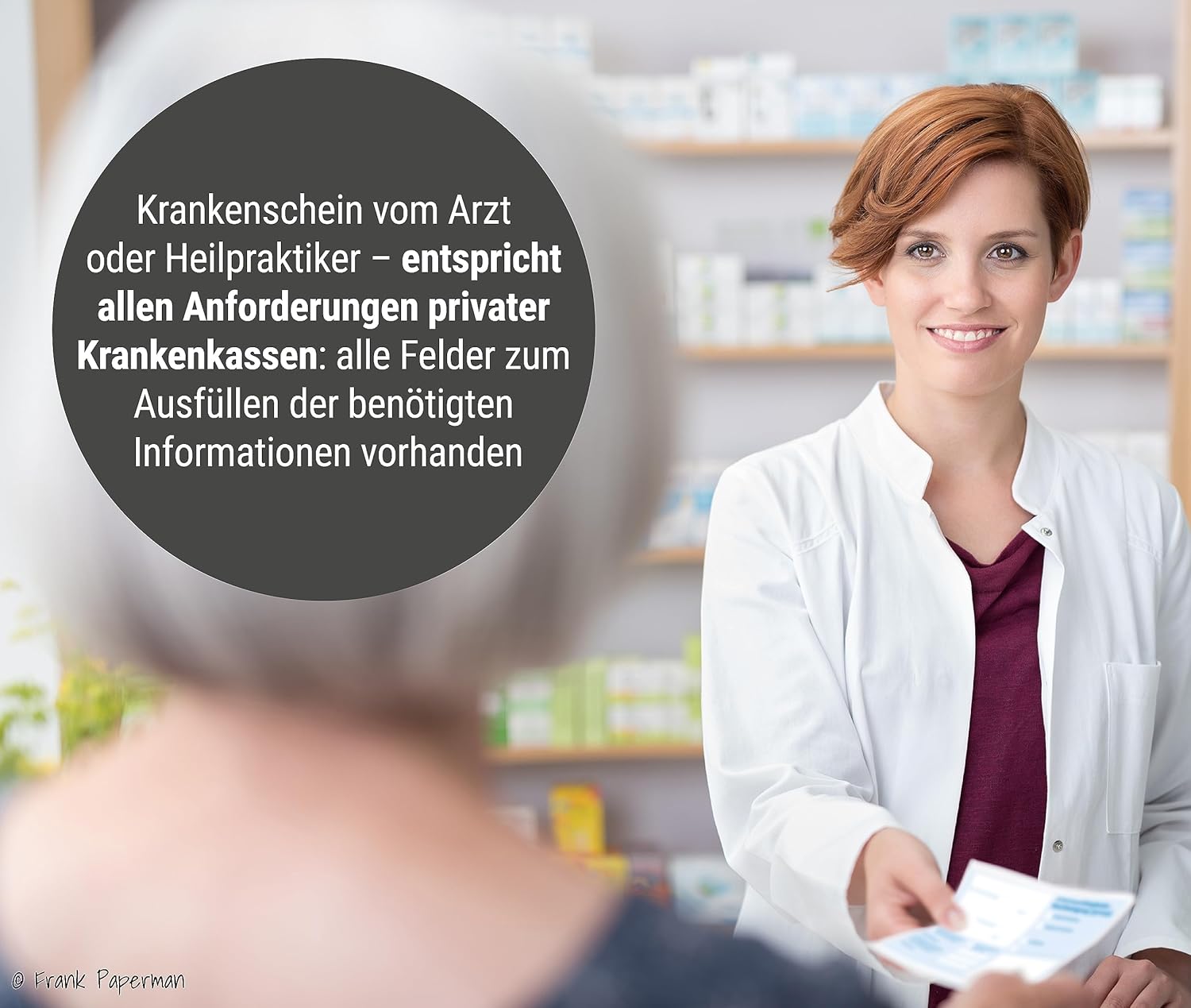 Frank Paperman® | 150x Blatt Attest block für Krankschreibungen | ungeblockt | Vordruck Arbeitsunfähigkeitsbescheinigung im DIN-A6-Format | Arzt Zubehör
