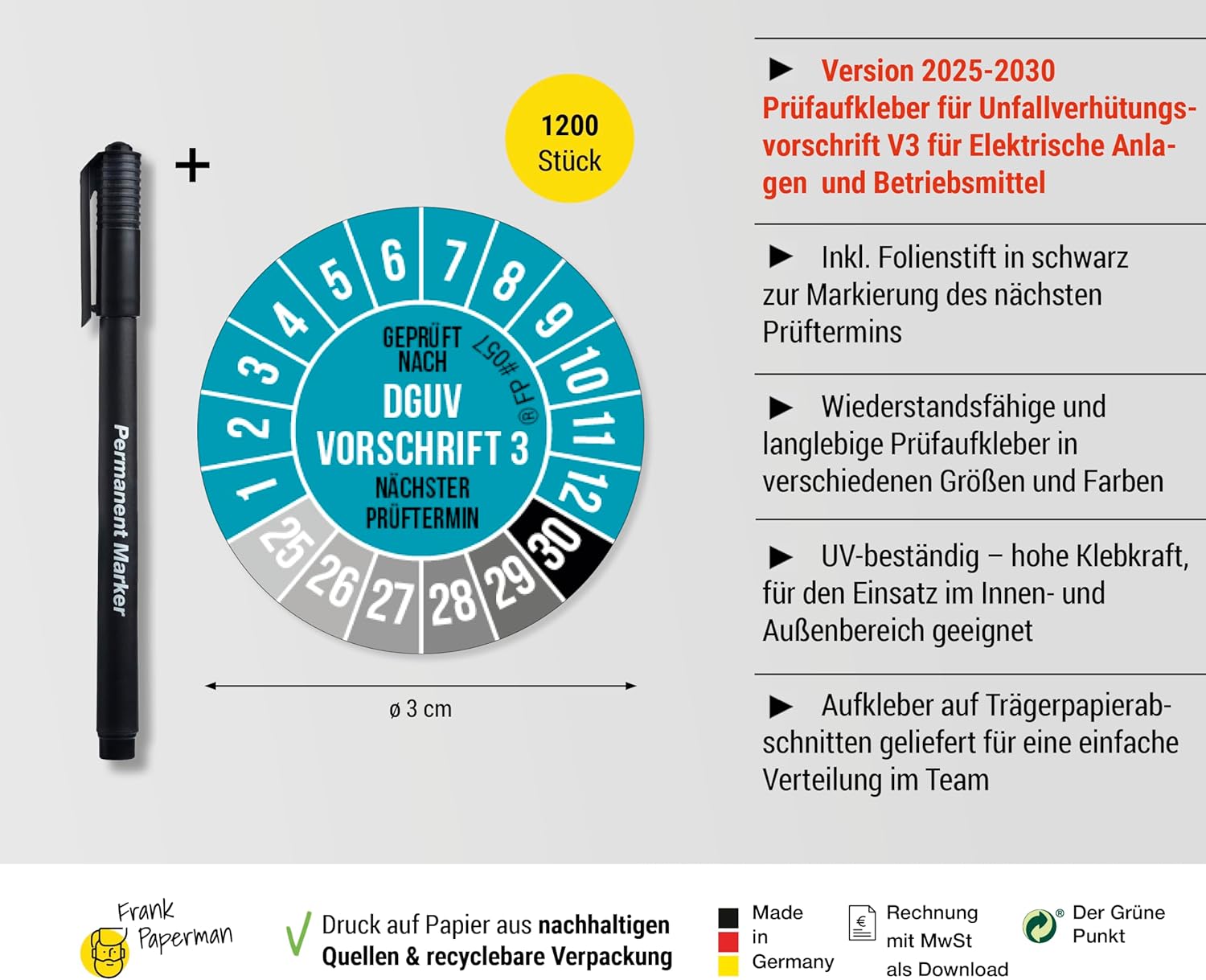 Prüfplaketten – DGUV V3 Blau