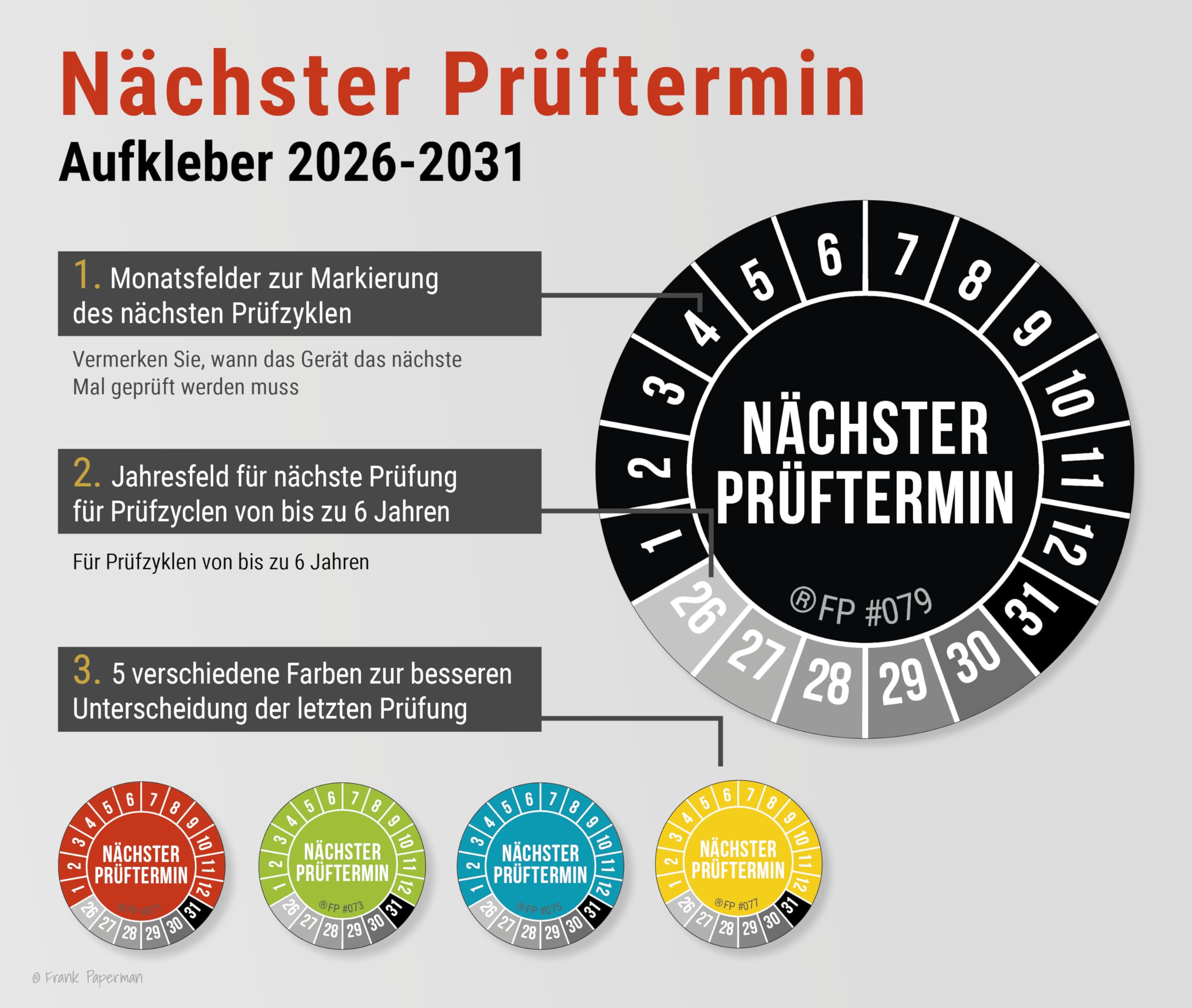 Prüfplaketten – Nächster Prüftermin Schwarz