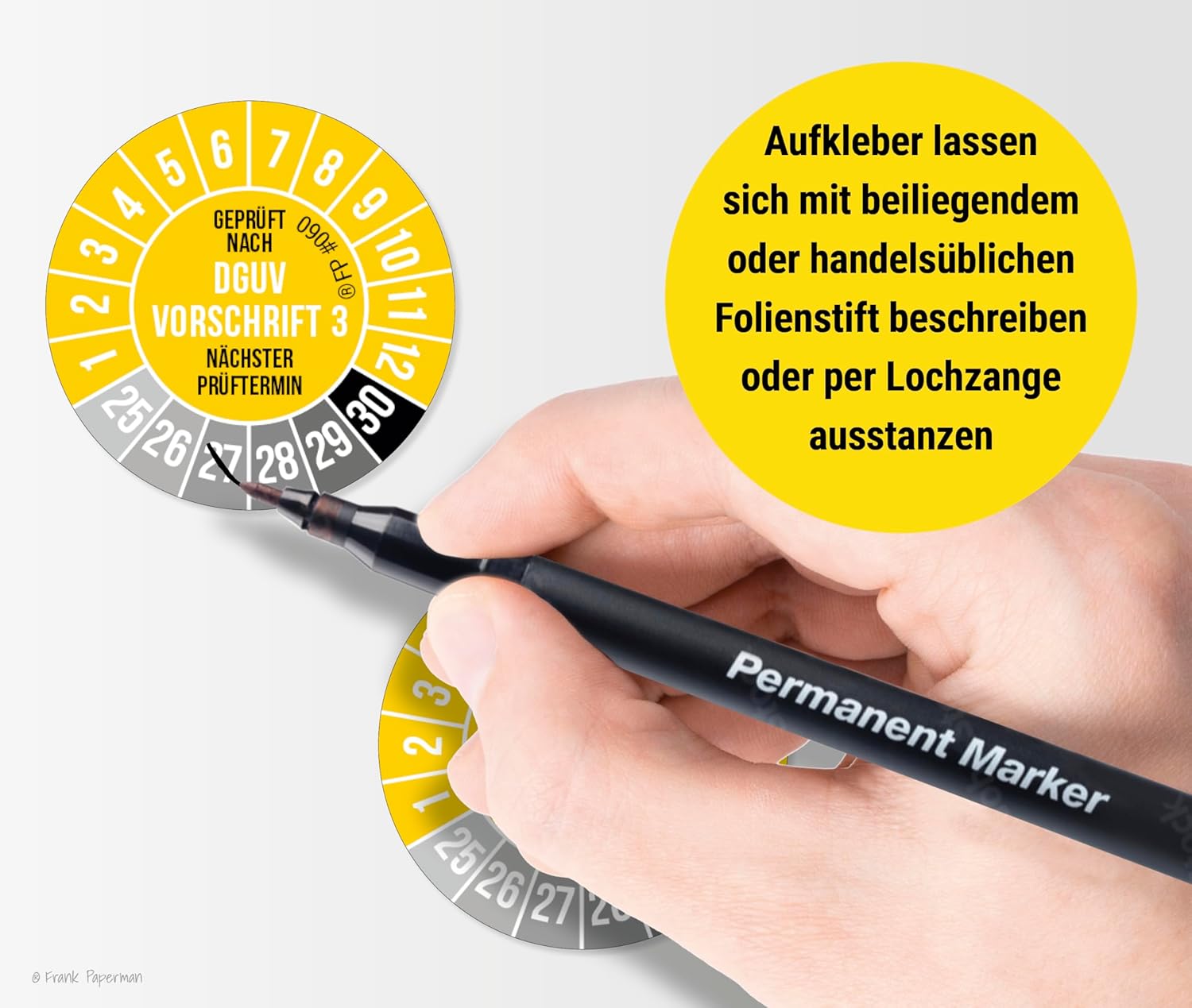 Prüfplaketten – DGUV V3 Gelb