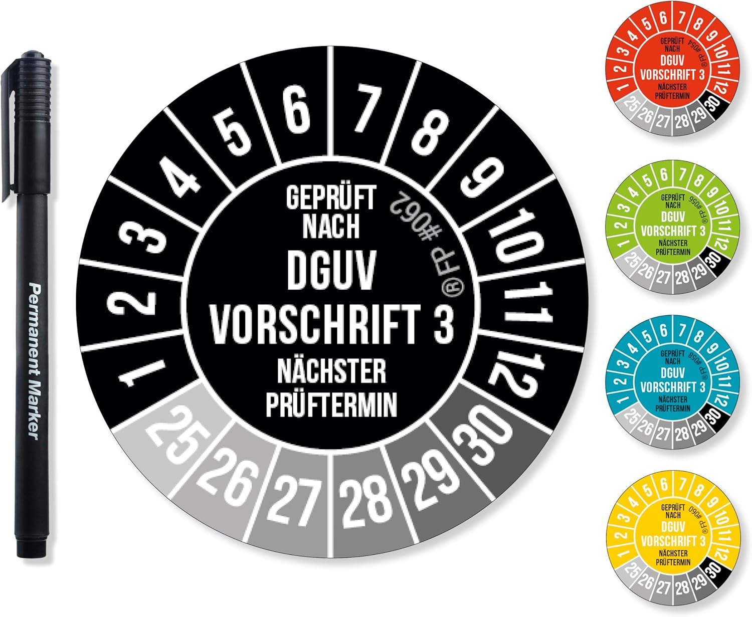 Prüfplaketten – DGUV V3 Schwarz