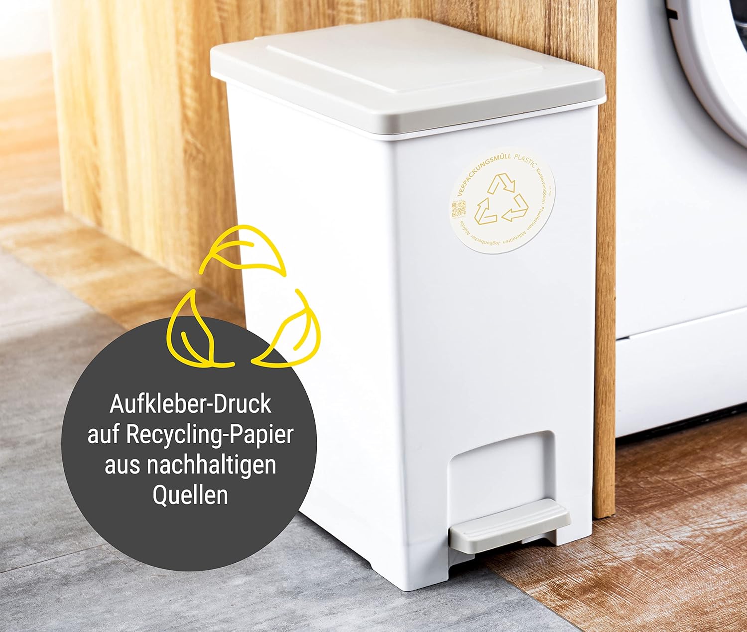 Frank Paperman | 7x Aufkleber Mülltrennung | selbstklebend | unterschiedliche Farben | rund | 9,5 cm | Mülltonnen Aufkleber auf Deutsch & Englisch mit QR-Code und Mülltrennungsguide