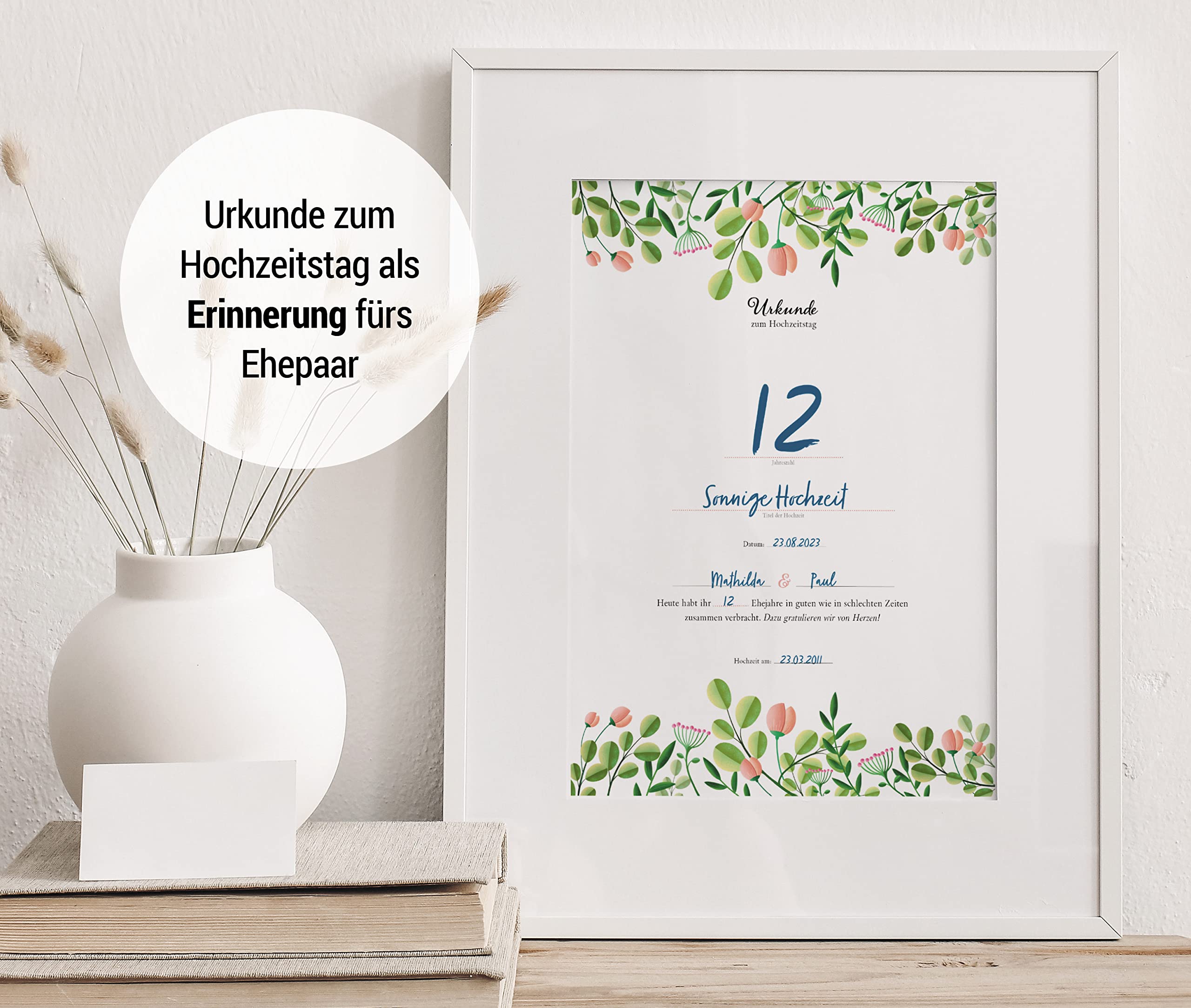 Hochzeitstagsurkunde – Floral