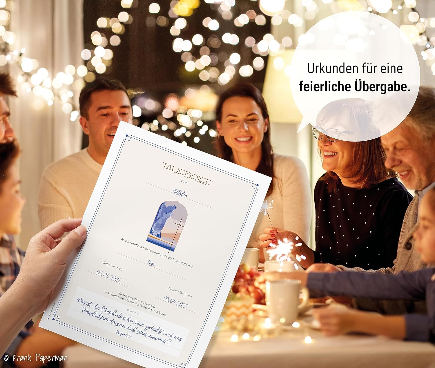 Frank Paperman® | Patenbrief für Taufpaten | 3 Stück in einem Set | Urkunden zur Taufe | Geschenk für Patentante und Patenonkel | mit Taufbrief Patenkind | christlich antik Design